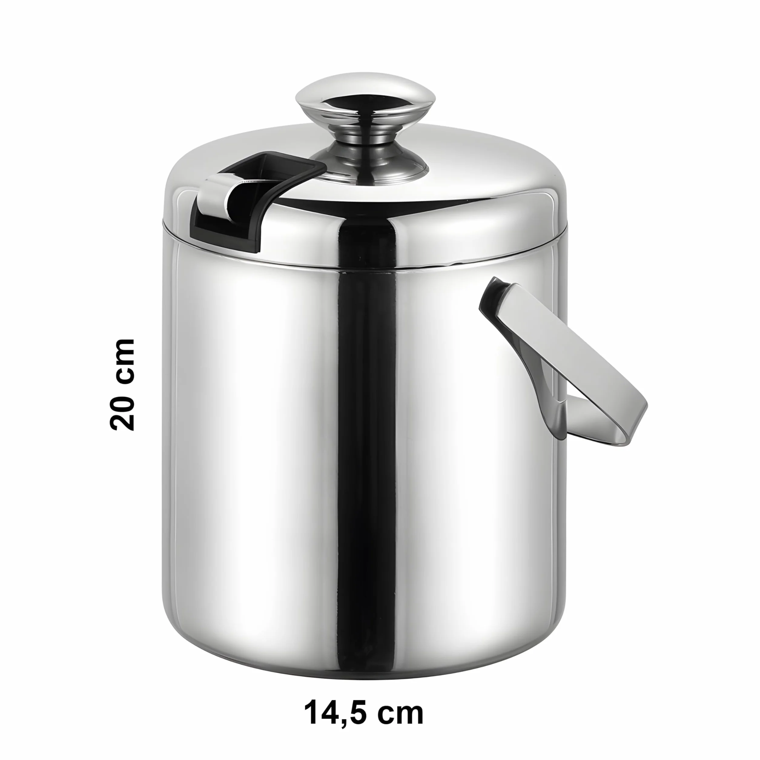 Retoo pojemnik na kostki lodu stal nierdzewna podwójne ścianki 1,3 litra 20 x 14,5 cm srebrny