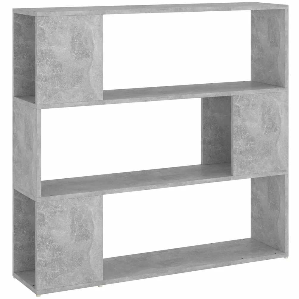 Générique Regał z 3 przegródkami szary betonowy 100 x 24 x 94 cm, wytrzymały i trwały regał działowy do przechowywania książek, czasopism, DVD i przedmiotów dekoracyjnych