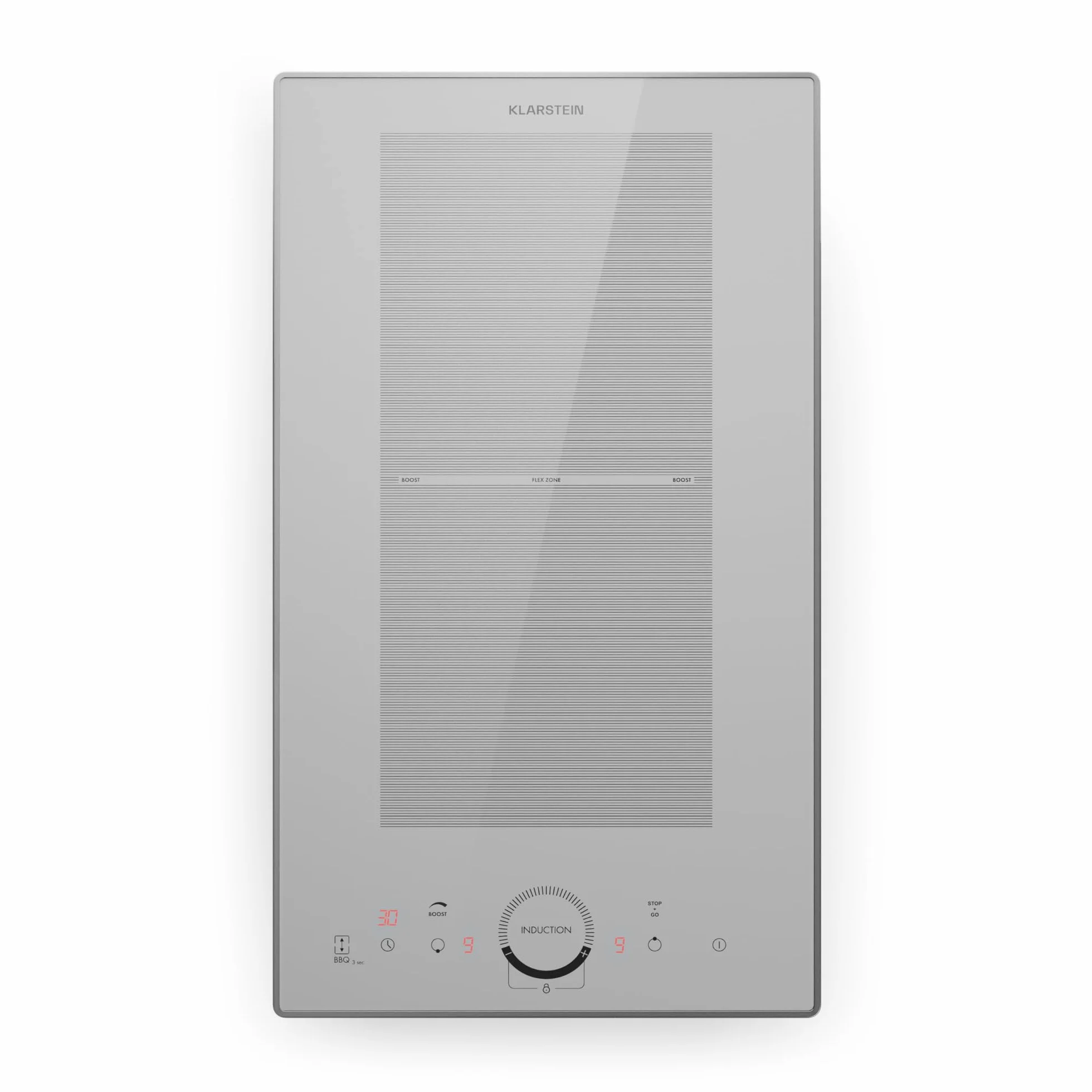Klarstein Delicatessa 30 Flex płyta indukcyjna - 30cm, 2-strefowa płyta do zabudowy, 3500W ThermoBoost, sterowanie dotykowe, timer i blokada rodzicielska, białe szkło ceramiczne