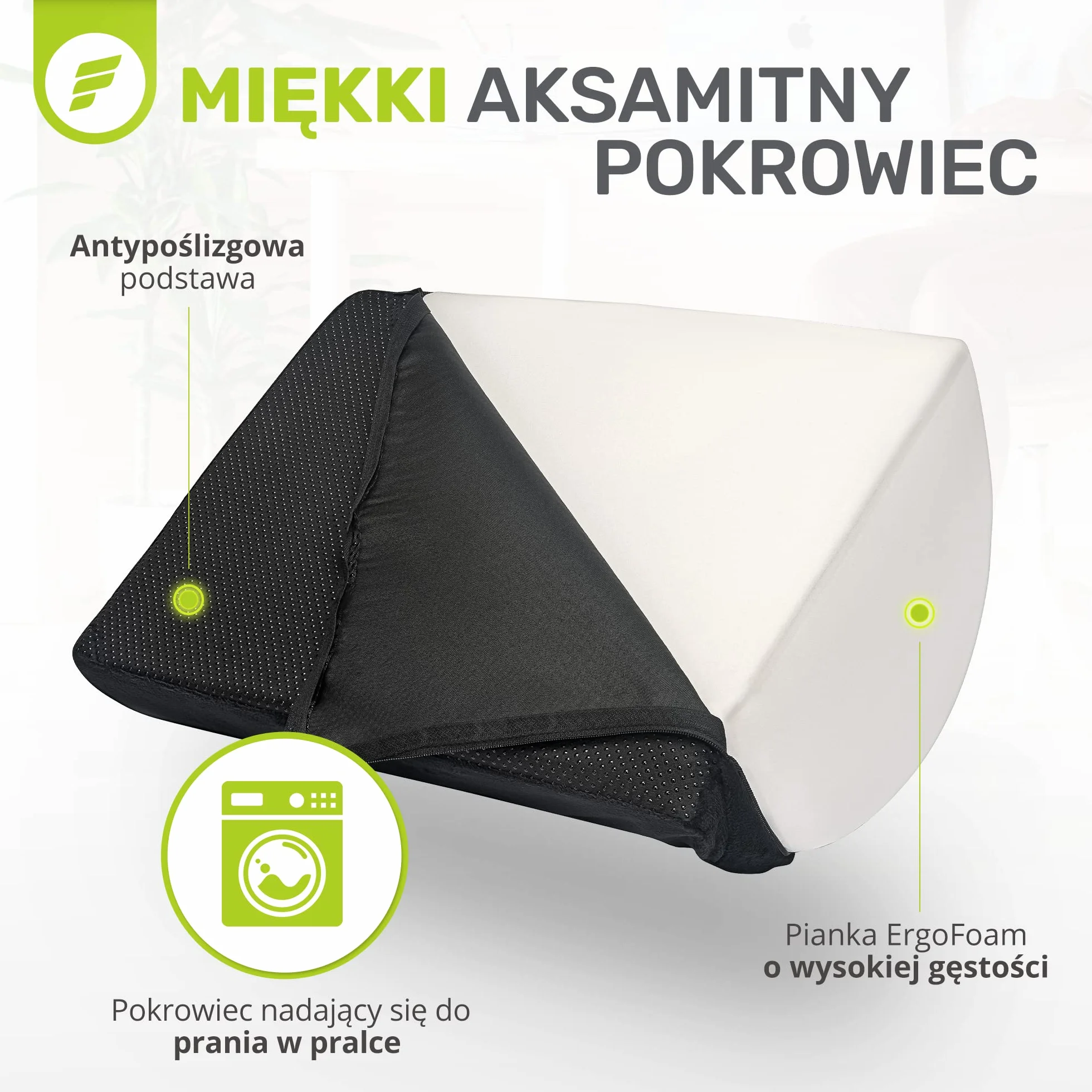 ErgoFoam Regulowany podnóżek pod biurkiem dla dodanej wysokości - duży wysokiej jakości aksamitny miękki piankowy podnóżek na biurko - najwygodniejszy podnóżek na biurku na świecie dla pleców, lędźwiu, bólu kolan (czarny)