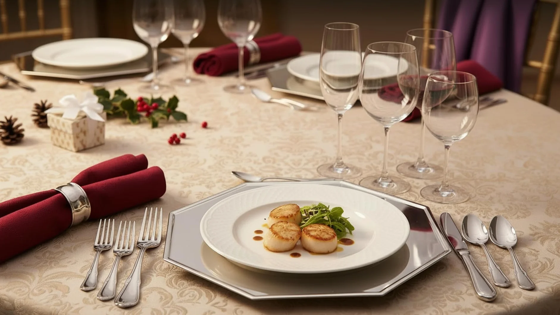 Talerz 30 cm ośmiokątny srebrny platerowany posrebrzany w jakości premium