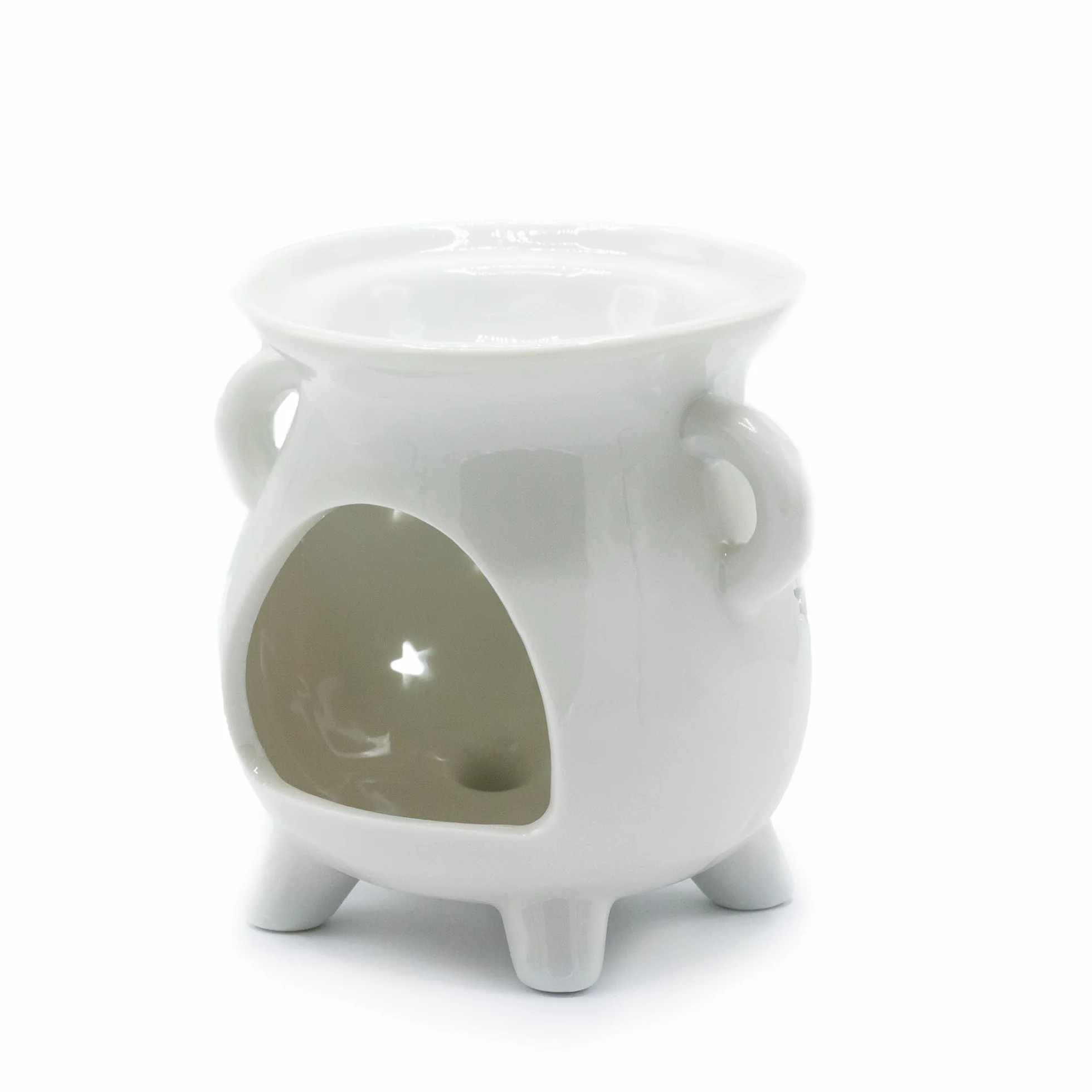 Palnik olejowy kocioł Potrójny księżyc biały ceramiczny - 9,5x10x8cm