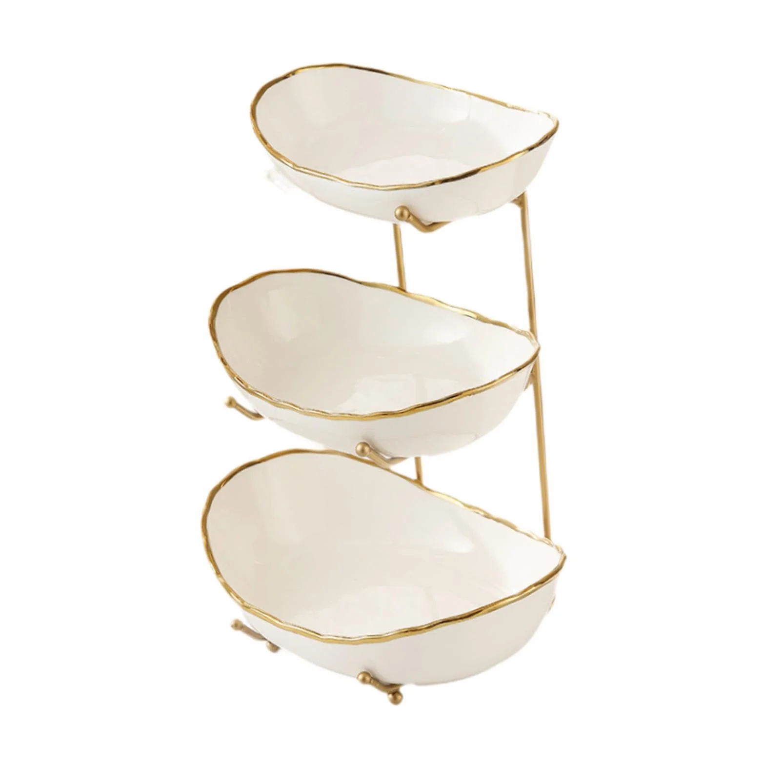 Koszyk Owoce Uchwyt na miskę na owoce, deser z przekąskami, warstwowy kosz na ciasto(Golden 3 Layer)