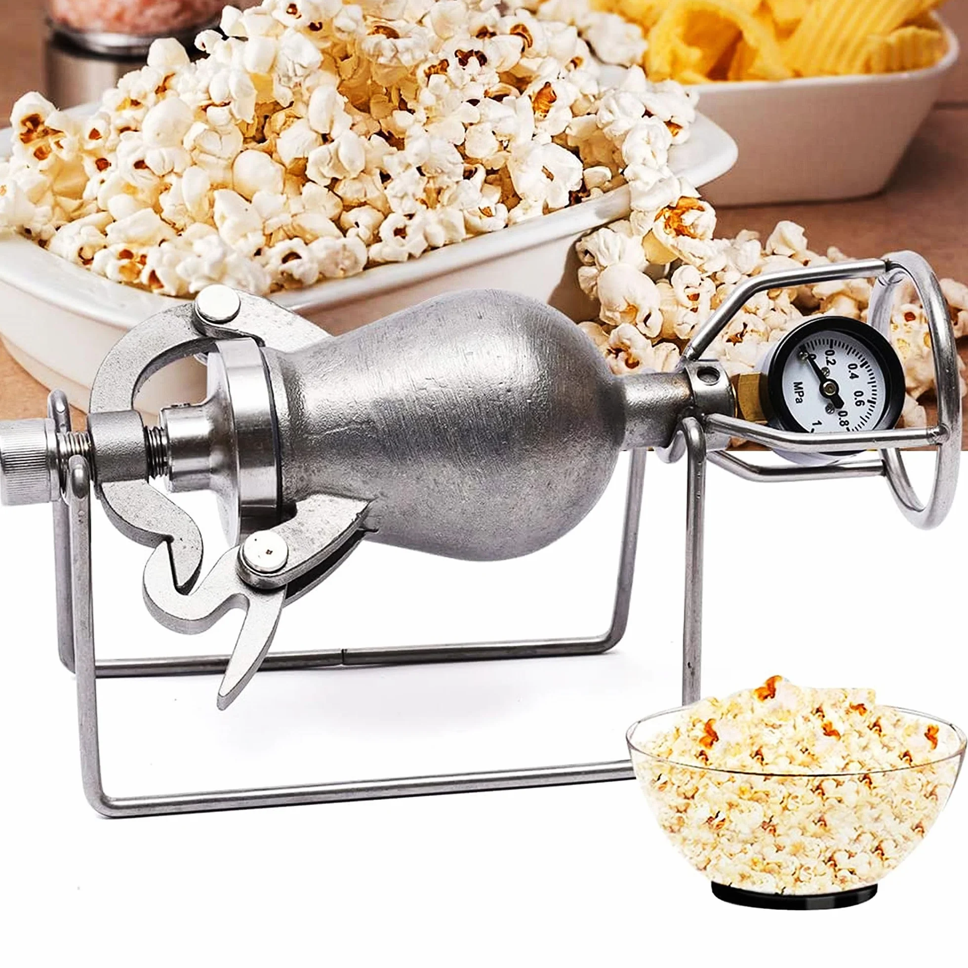 Mini urządzenie do robienia popcornu z korbą ręczną, dekoracja stołu w stylu vintage, dla entuzjastów majsterkowania i rodziny