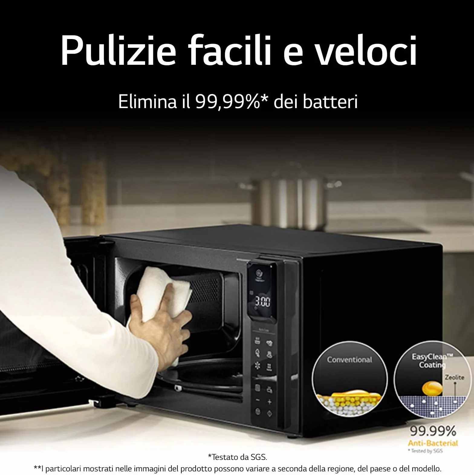 LG neochef Comptoir du kuchenka mikrofalowa kombinowana 23 l, 1150 W, czarna