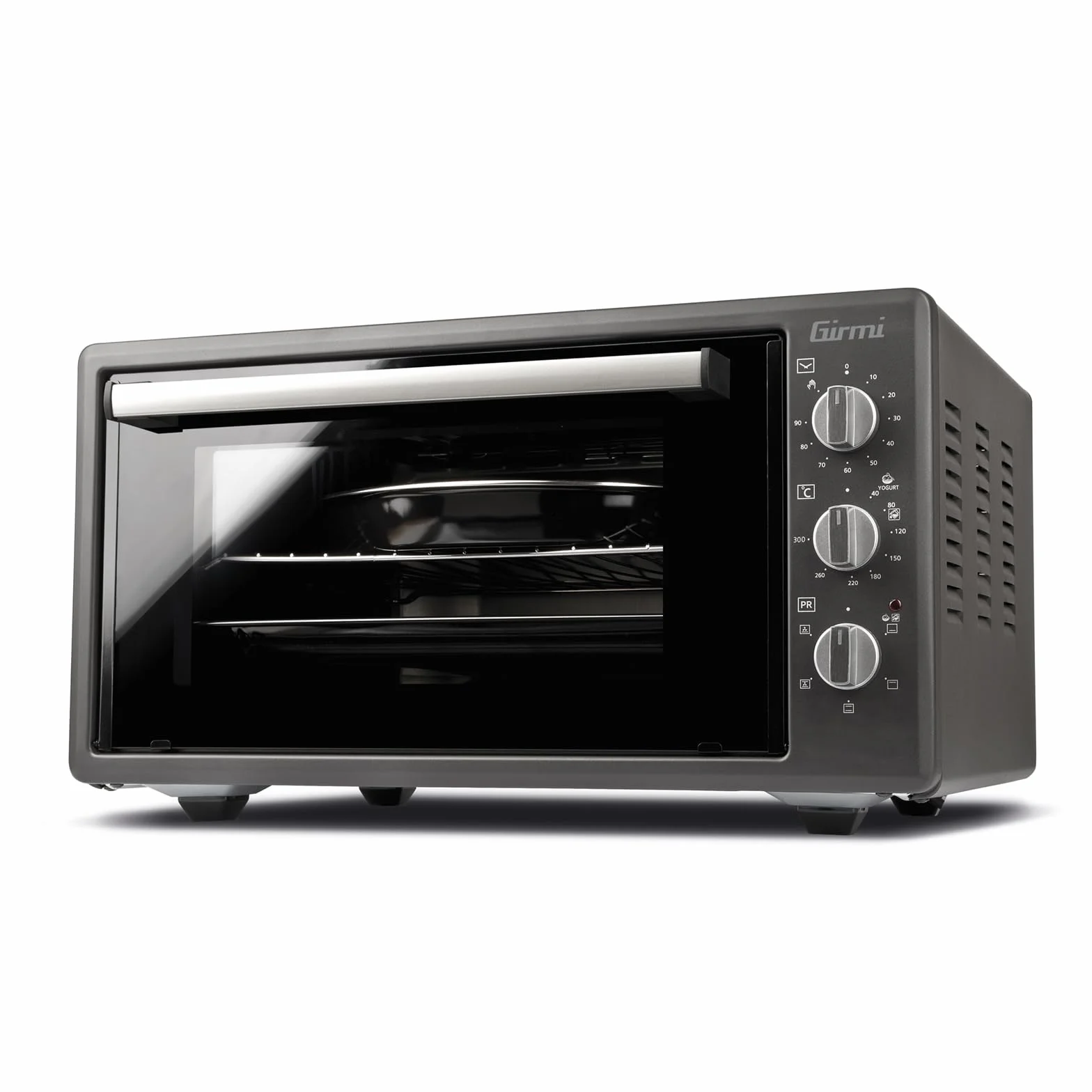 Girmi FE4500 Wentylowany piekarnik elektryczny, 1400 W, 45 litrów, minutnik 90 min, regulowany termostat, podstawowe funkcje gotowania, grill, kombi, akcesoria w zestawie, szary antracytowy
