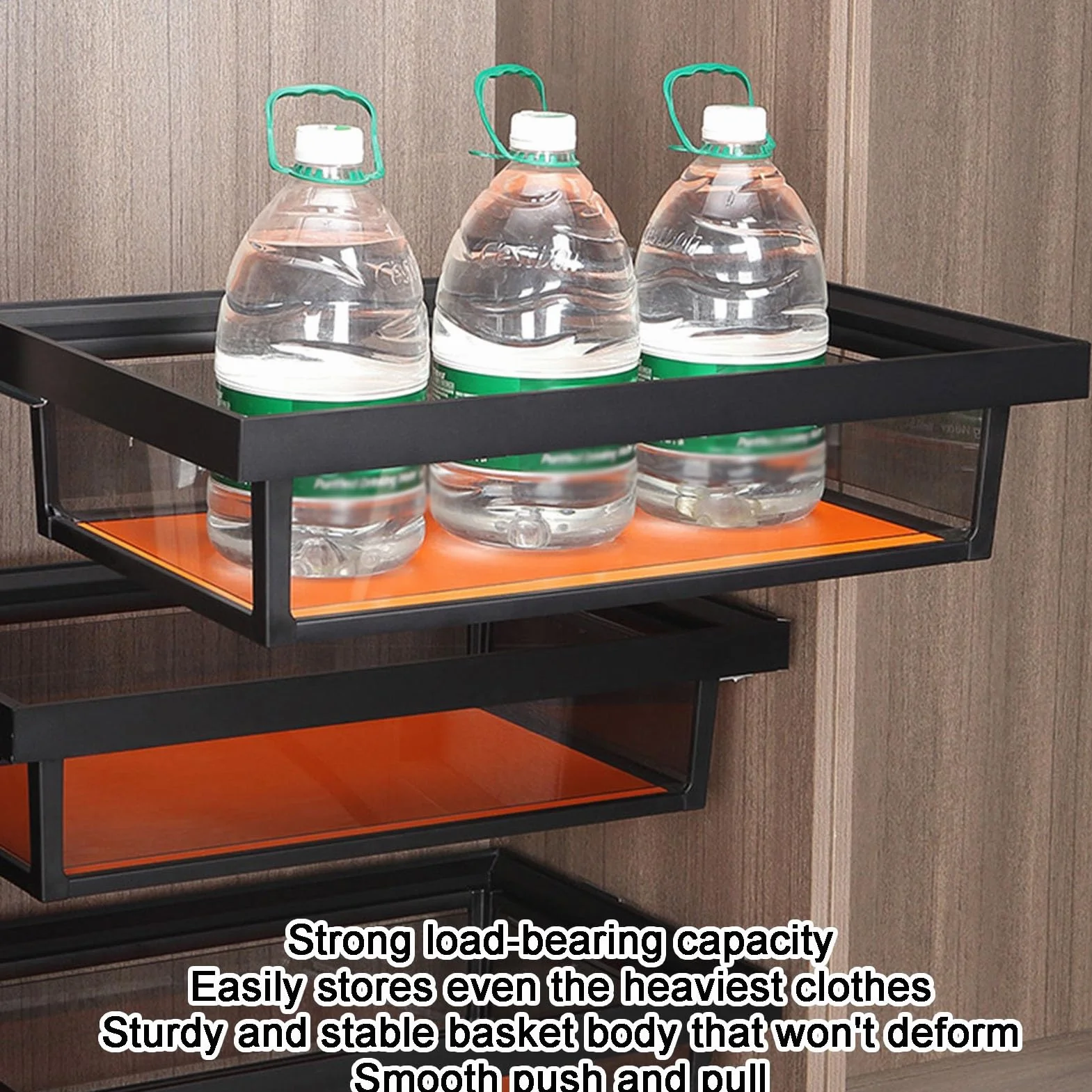 Organizer do szuflad przesuwnych do szafek kuchennych i łazienkowych, pomarańczowy, 61 x 17 x 46,5 cm, idealny do szafek, spiżarni i szafek
