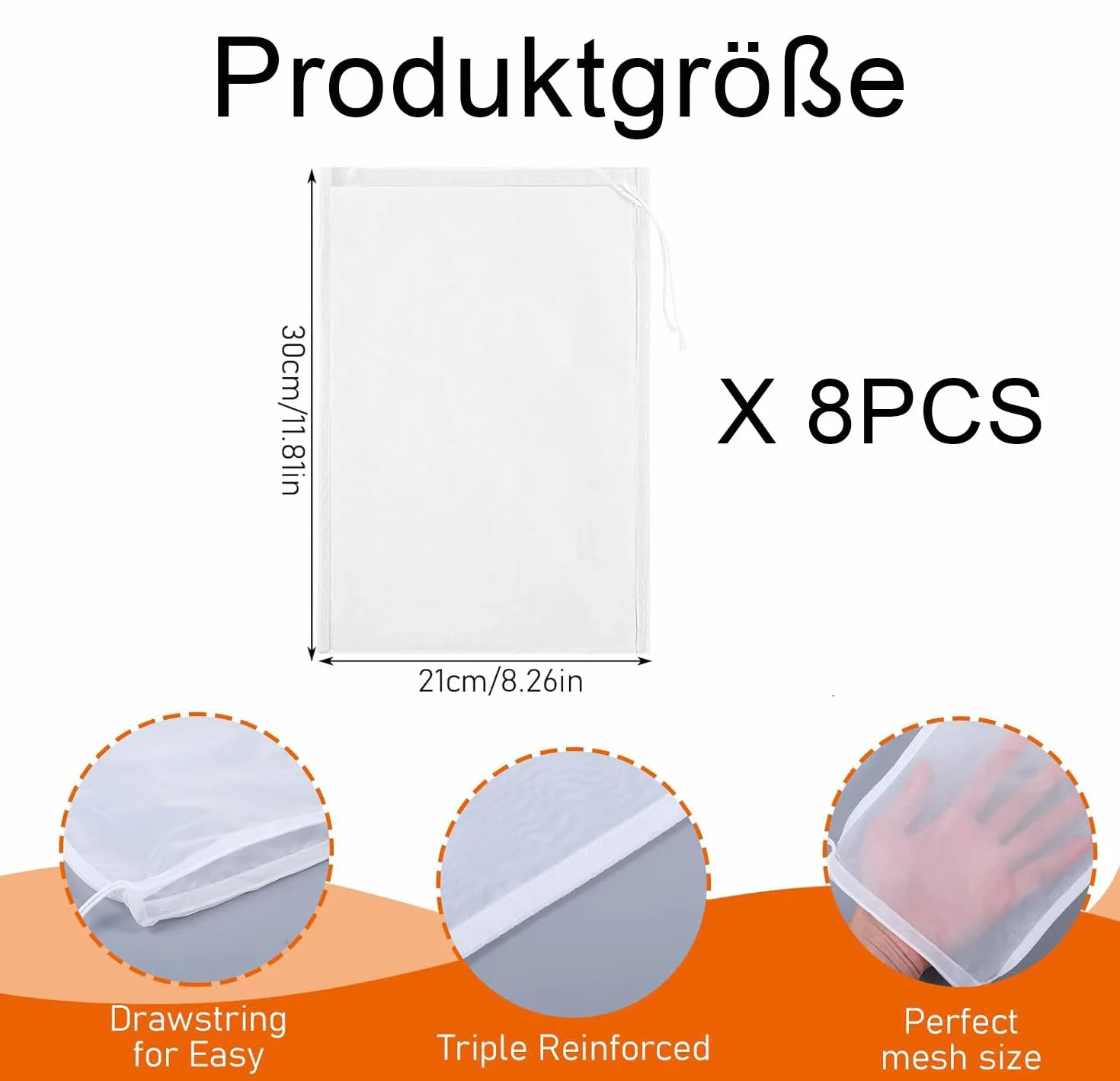 Worek filtrujący do mleka orzechowego 20x30 cm nylonowy wielokrotnego użytku