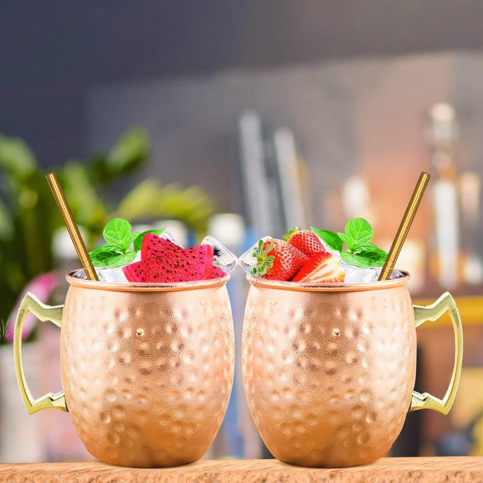 Miedziane kubki Moscow Mule ze stali nierdzewnej 540 ml zestaw 2 sztuk