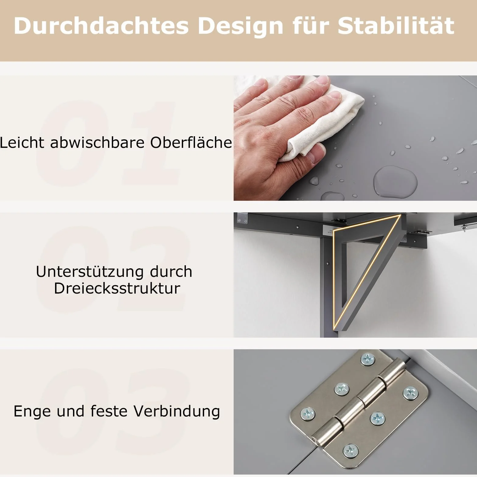 COSTWAY Składany stół ścienny 80x60 cm szary do kuchni jadalni gabinetu