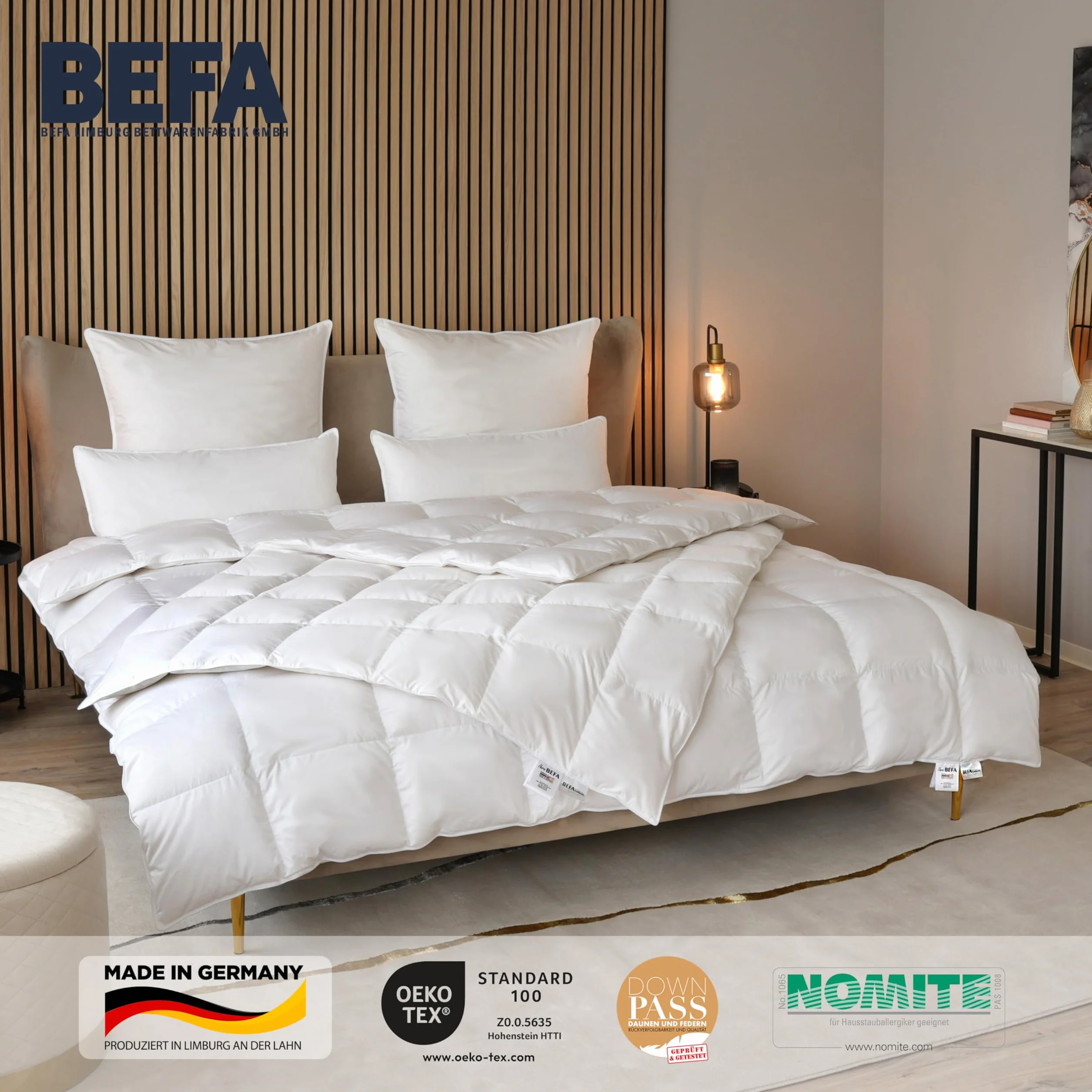 Kołdra puchowa Tencel 200x220 cm 90% puch 10% pierze BEFA NATUR Made in Germany Öko-Tex 100 klasa 1