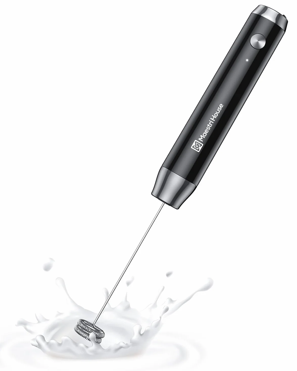 Maestri House Akumulator Mleczny Frother, ręczny elektryczny wodoodporny odłączany stal nierdzewna Whisk Drink Mixer Foamer do listew i cappuccino