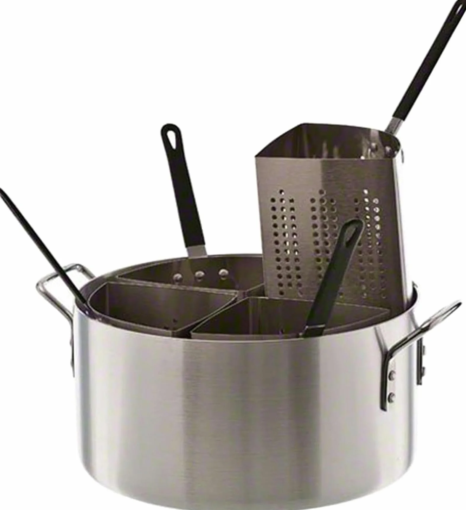 Zestaw wkładów do urządzenia do gotowania makaronu, 20-kwartowe aluminiowe urządzenie do gotowania makaronu i warzyw, urządzenie do robienia pierogów z 4 wkładanymi koszami filtracyjnymi ze stali