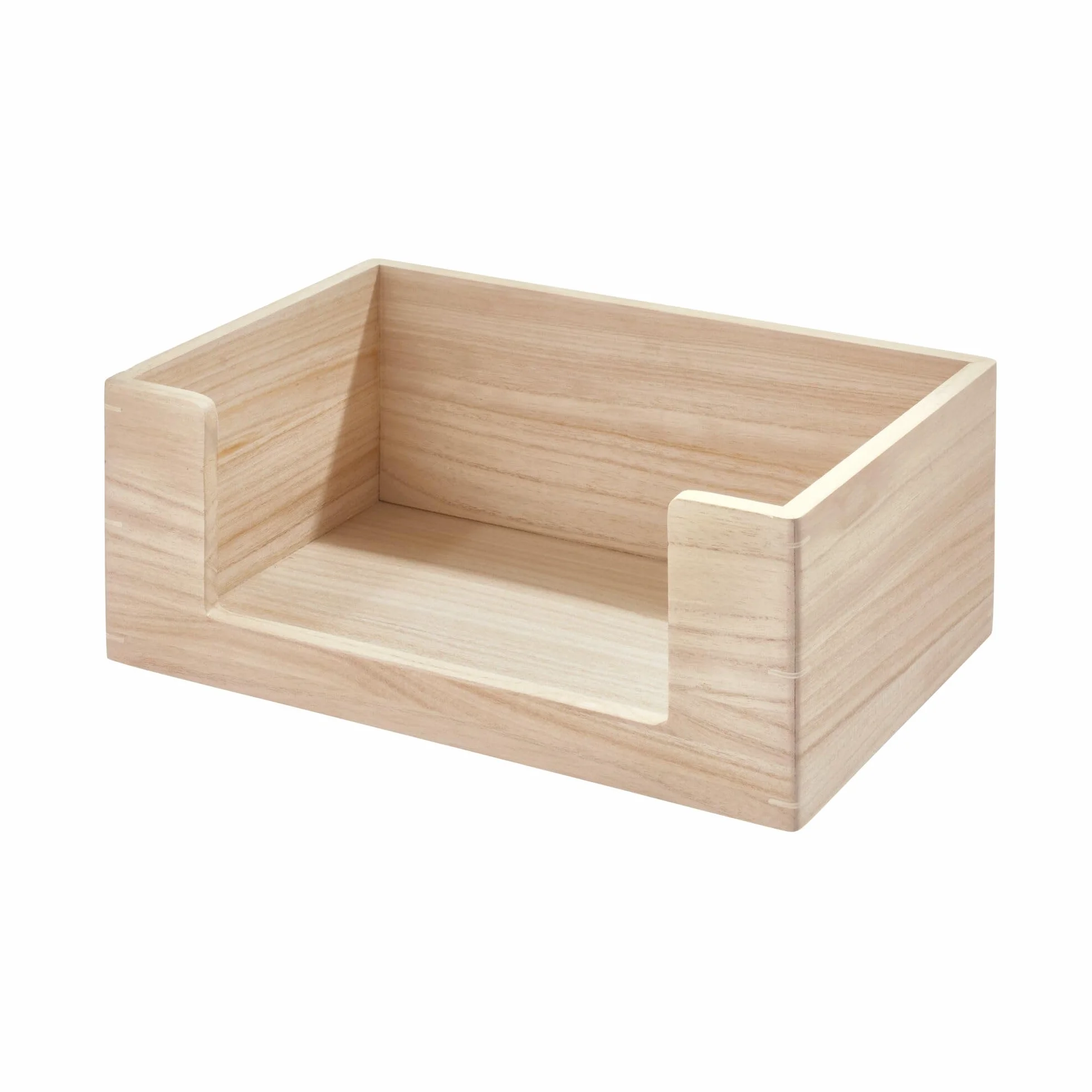 iDesign Open Front Paulownia Wood wielofunkcyjny kosz do przechowywania, naturalny