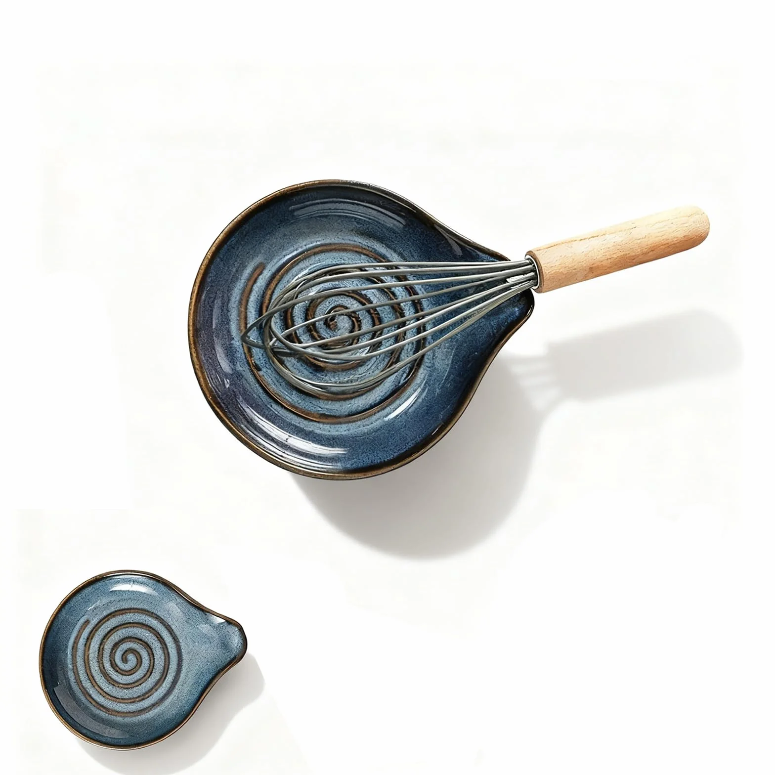 Vastsea Spiral Pattern uchwyt na łyżki, ceramiczny uchwyt na łyżki, do chochli, łyżki, szpatułki, nadaje się do mycia w zmywarce (niebieski)