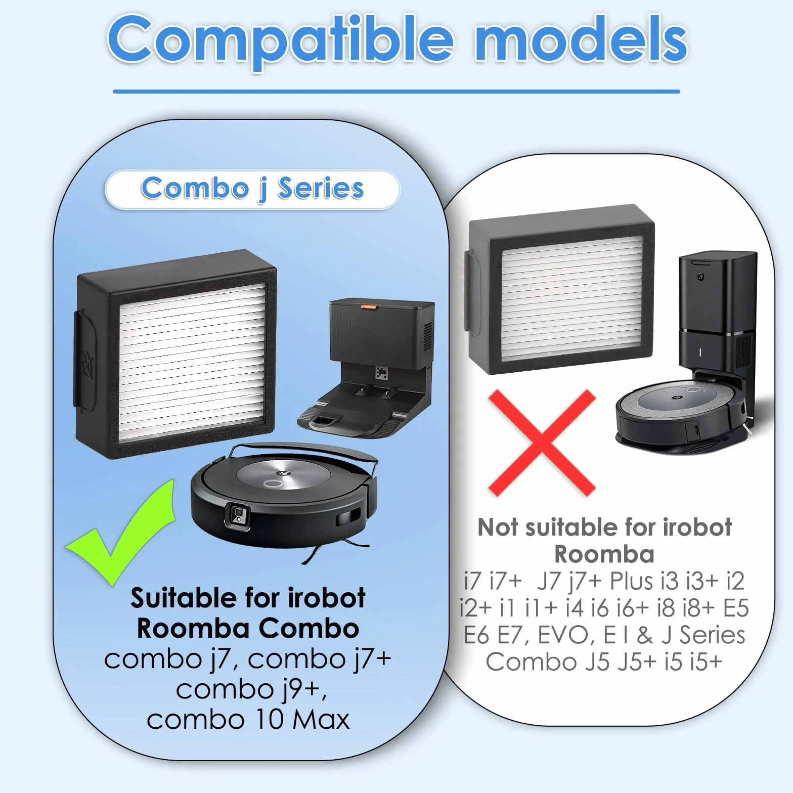 (7 sztuk) Combo j7/ j9+ Filtr o wysokiej wydajności kompatybilny z iRobot Roomba Combo j7/ Combo j7+/ Combo j9+/ Combo 10 Max Części zamienne do odkurzacza robota (nie pasuje do Roomba Combo j5 j5+)