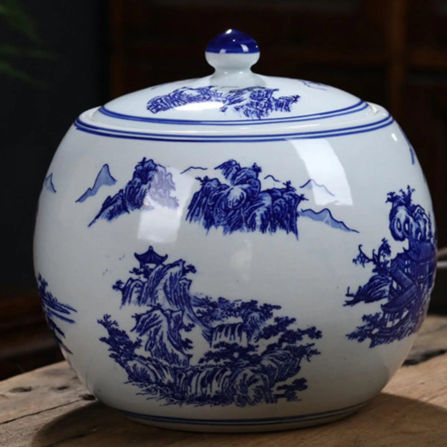 Ceramiczny Storage Container, Pojemnik do przechowywania z Pokrywką, Pojemnik na Musli o Dużej Pojemności do Fasoli, Kukurydzy, Pszenicy, Płatków Owsianych, Pojemnika(Landscapes,11.4x11in/29x28cm)