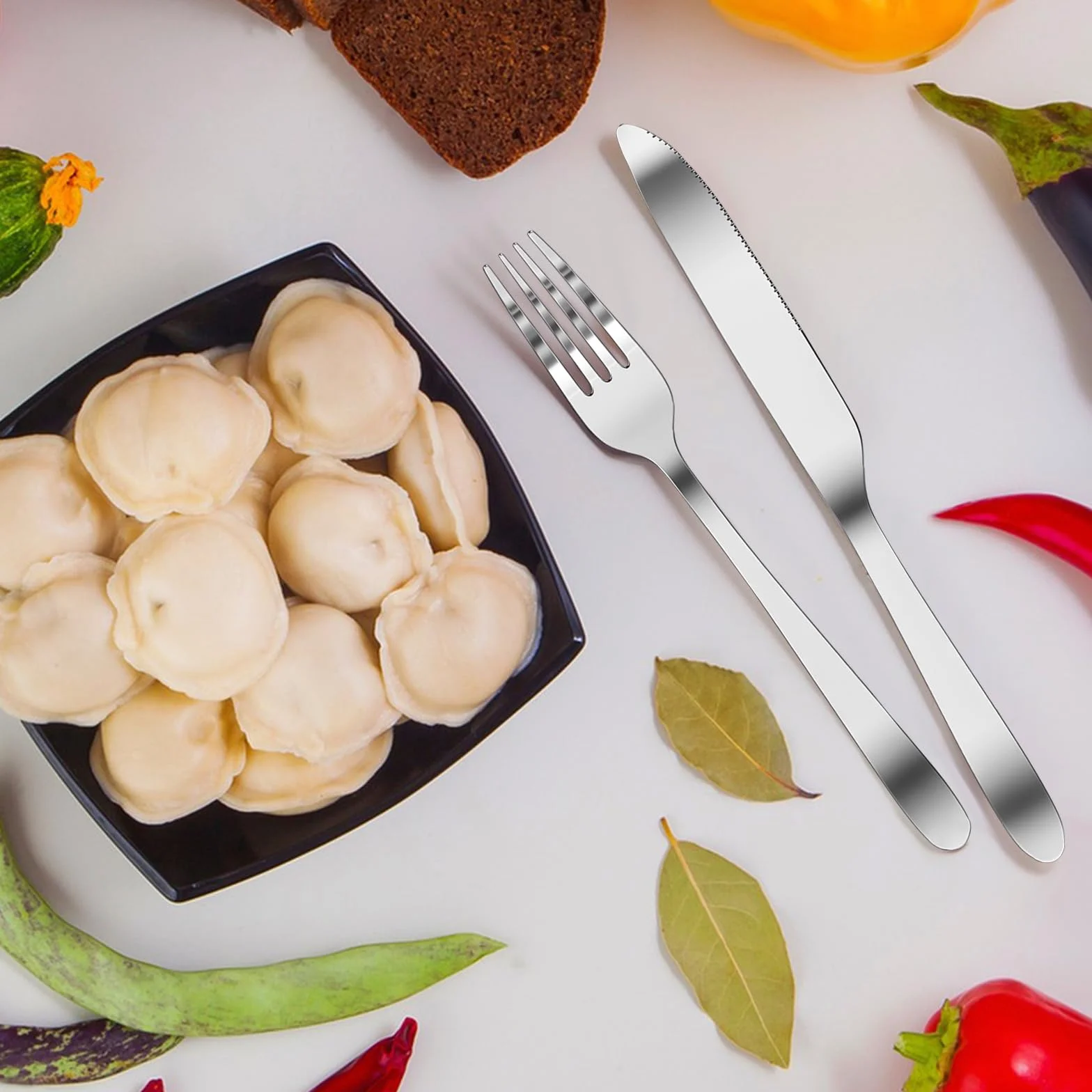 WinGluge 12 sztuk Steak Set Zestaw Sztućców, Można Myć w Zmywarce