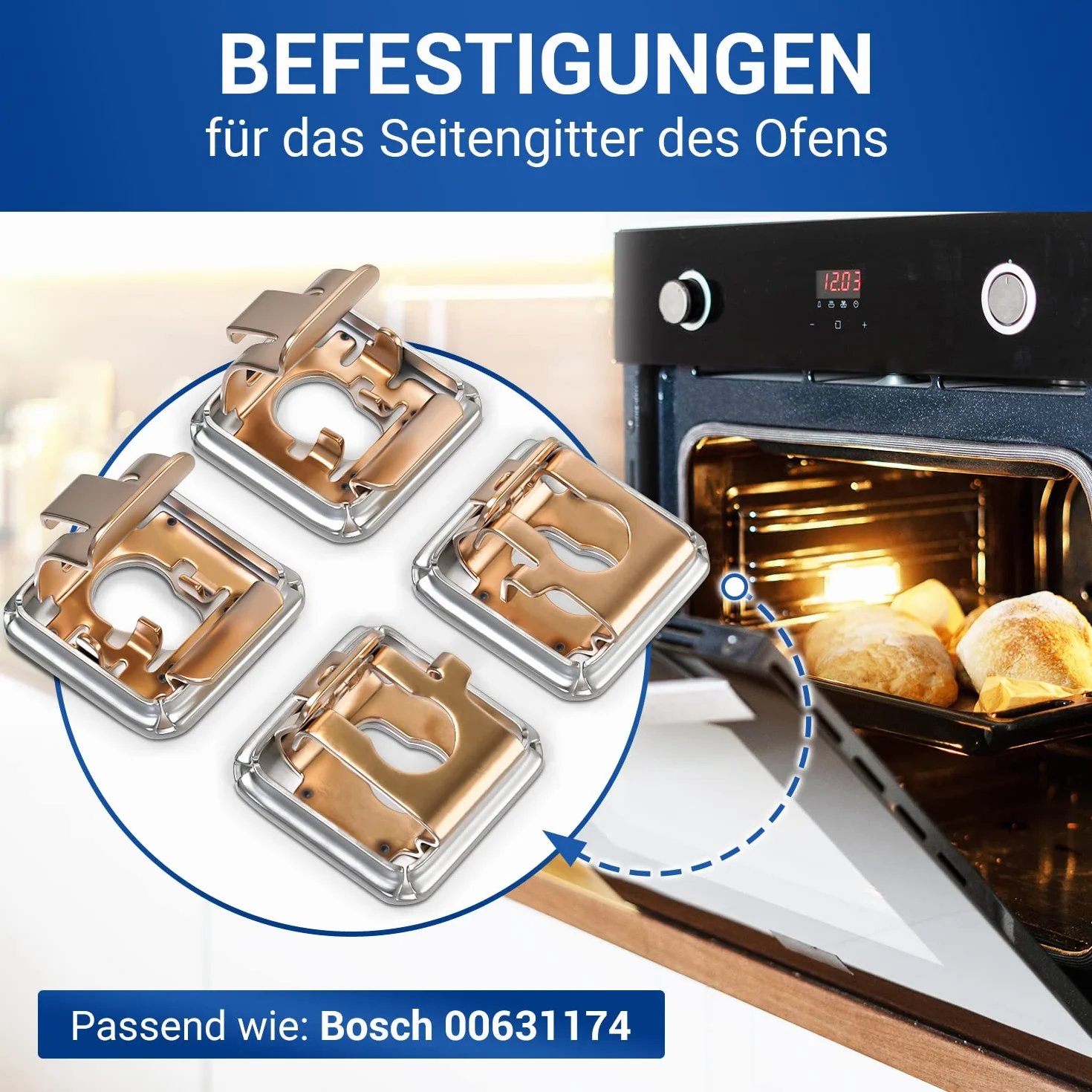 VIOKS Zestaw gniazd 4 x zamiennik do Bosch 00631174 / Kuchenka Siemens akcesoria do piekarnika kratki i piekarnika Bosch części zamienne/części zamienne Siemens / Constructa części zamienne do