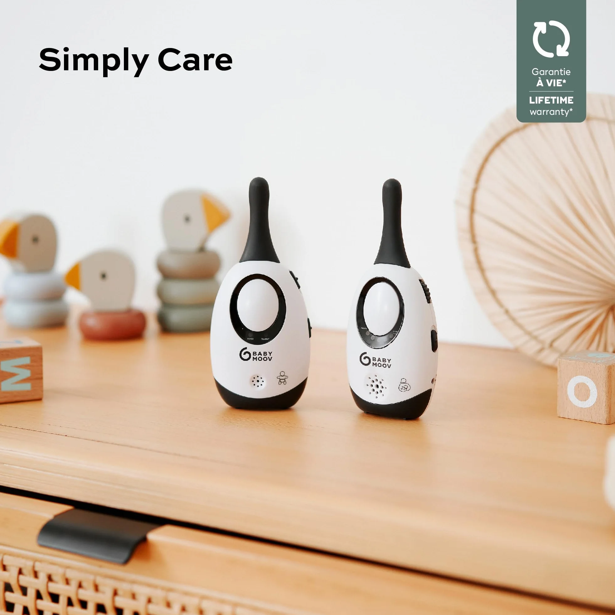 Babymoov Elektroniczna niania Simply Care (w zestawie 2 adaptery) - analogowa, o niskim poziomie promieniowania, zasięg 300 m