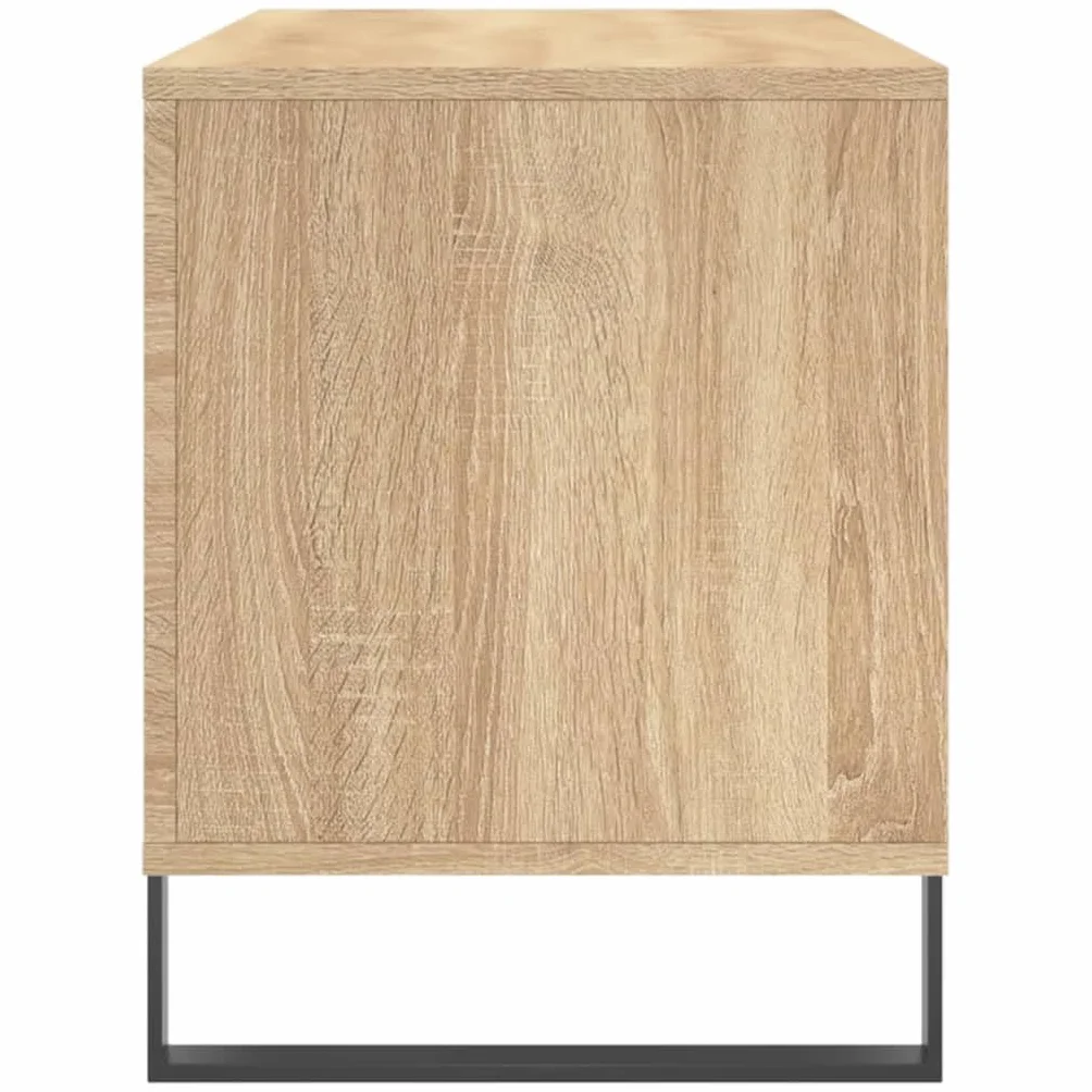 Szafka panelowa, dąb Sonoma, materiał drewnopochodny z żelaznymi nogami, 100 x 38 x 48 cm, miejsce do przechowywania płyt gramofonowych i winylowych płyt LP, stabilna szafka winylowa z półką