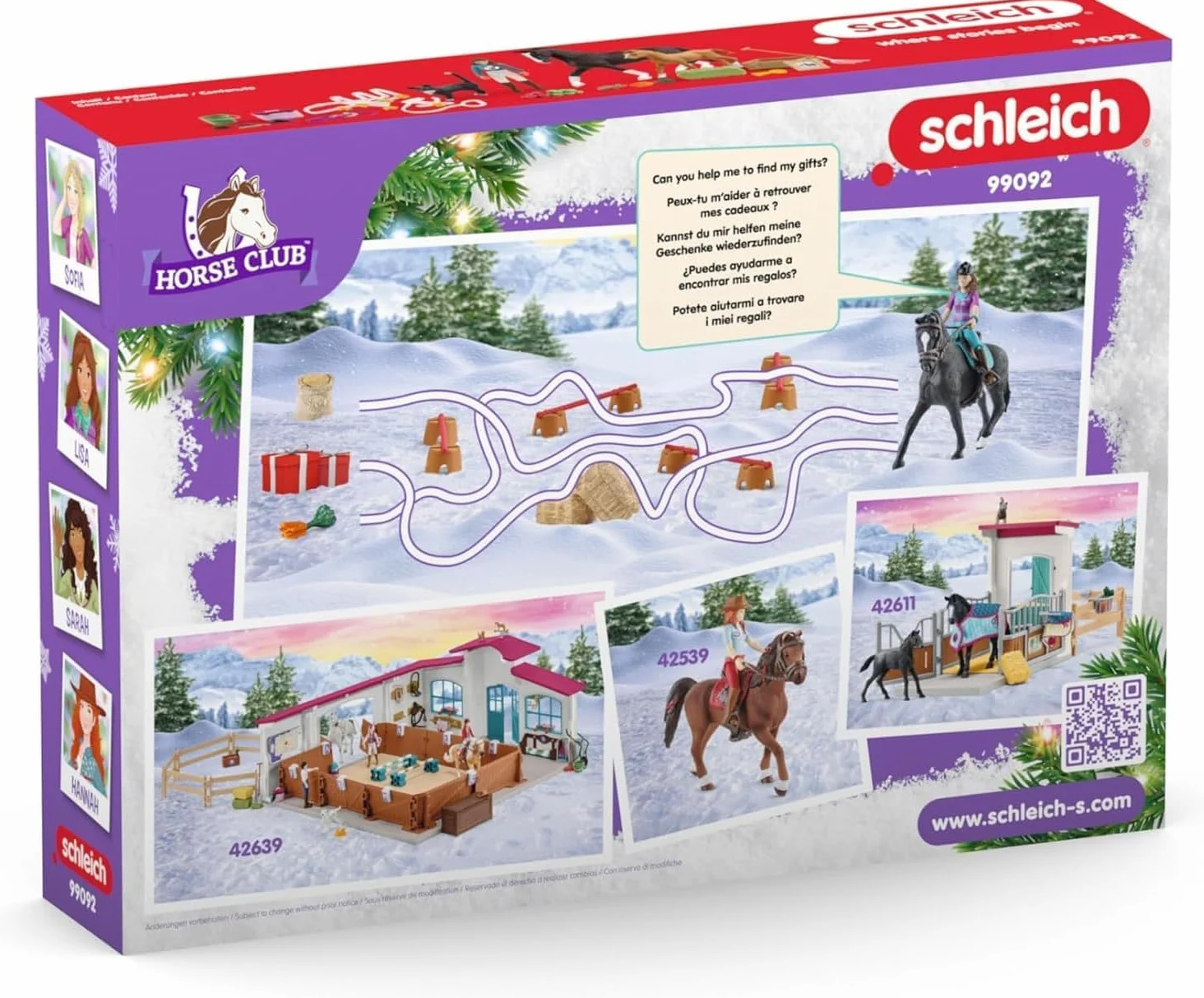schleich HORSE CLUB | Kalendarz adwentowy HORSE CLUB 2025 – 99092 | z ruchomą figurką Lisy, 2 końmi, kotem, uzdą i wieloma akcesoriami | idealny prezent dla dzieci od 5 lat | 36 elementów