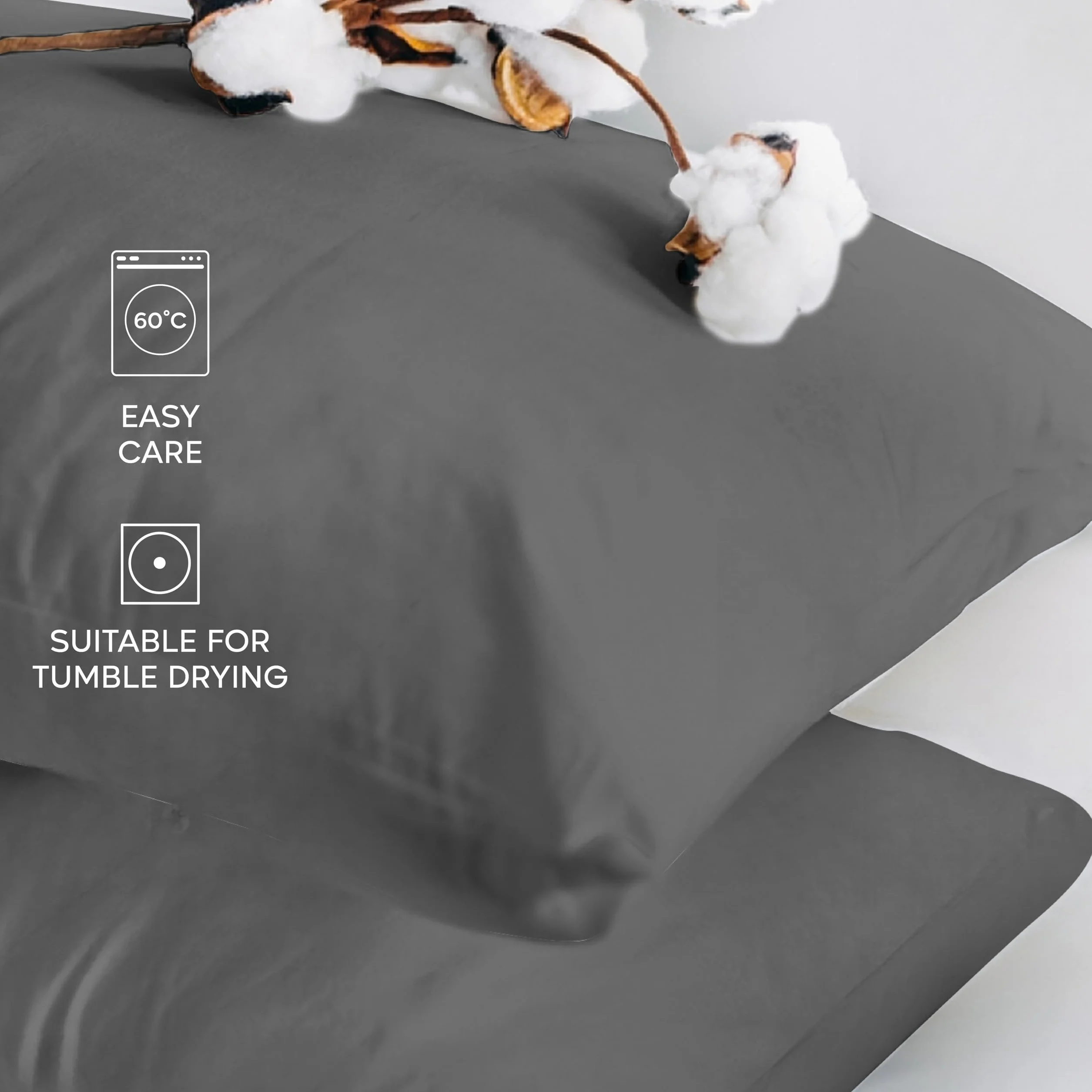 Poszewka na poduszkę 40x60 cm 100% bawełna Jersey 150 GSM antracytowa zamek błyskawiczny Oeko-Tex zestaw 2 sztuk