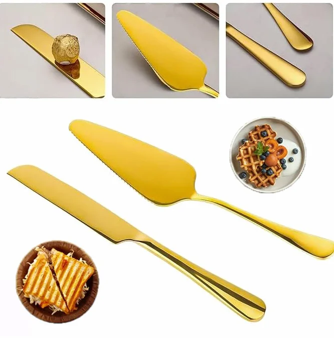 łyżka do ciasta i łyżka do tortów, długi nóż do tortów, łyżka do tortów, nóż do tortów, nóż do krojenia tortów, nóż do ciasta nóż do tortów, łyżka do tortów stal nierdzewna (2 sztuki, srebrny