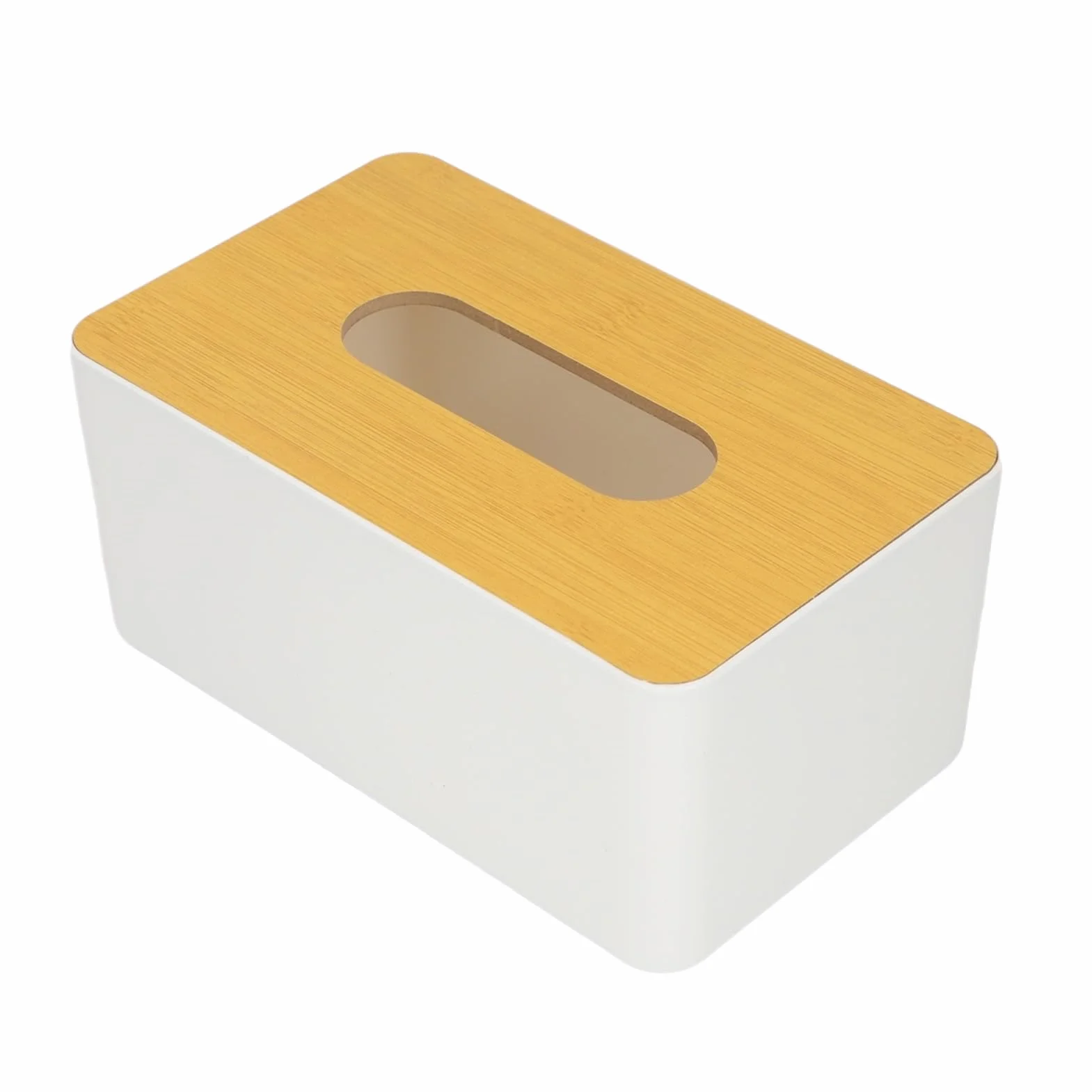 Pudełko na Chusteczki z Bambusa, Kwadratowe, Zdejmowana Osłona, Plastikowy Organizer do Przechowywania, 13.5x13 cm