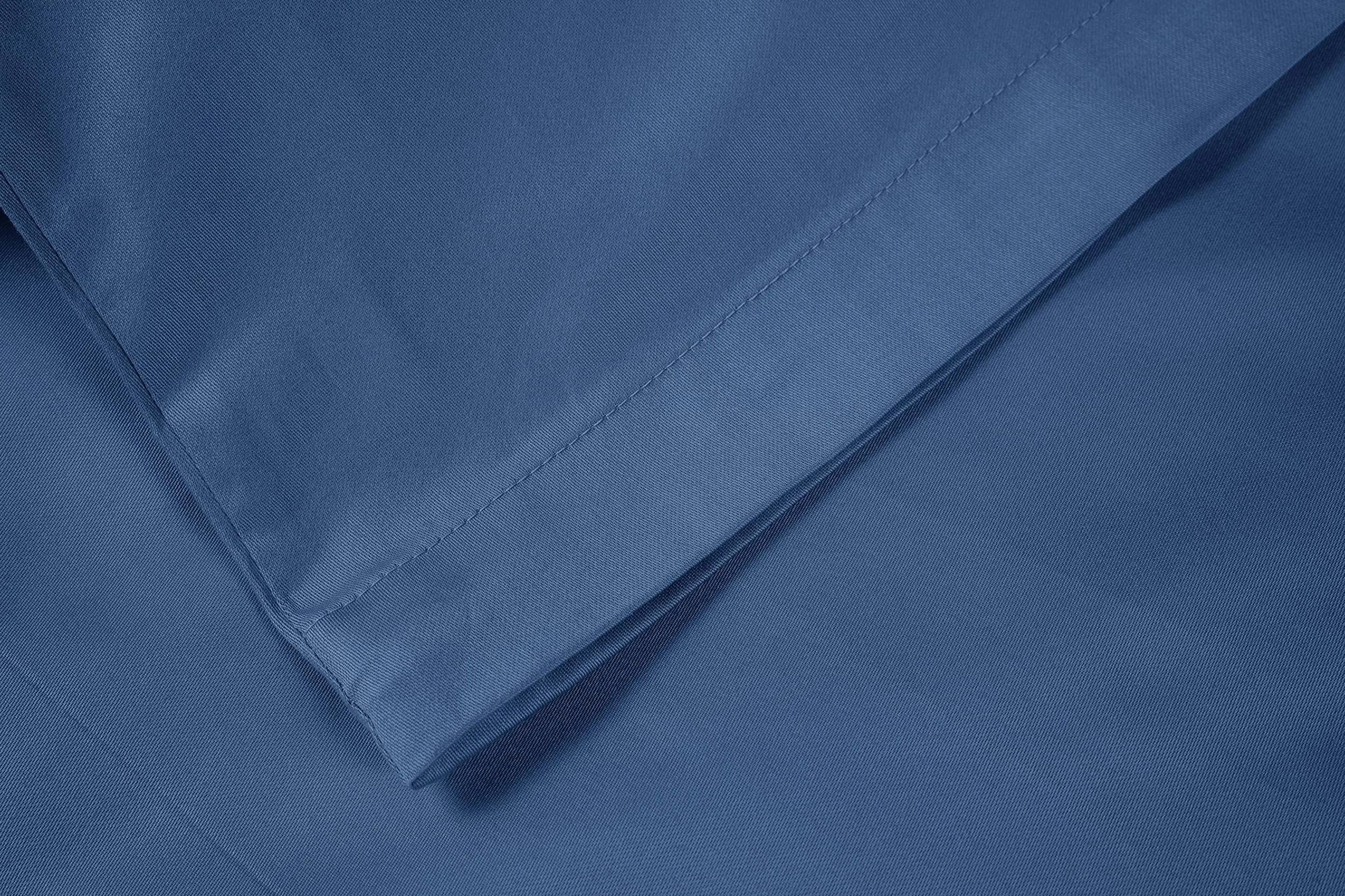 Zestaw pościeli z bawełny satynowej klasy premium, poszewka na kołdrę 135 x 200 cm, poszewka na poduszkę 80 x 80 cm, 100% bawełna, niebieska