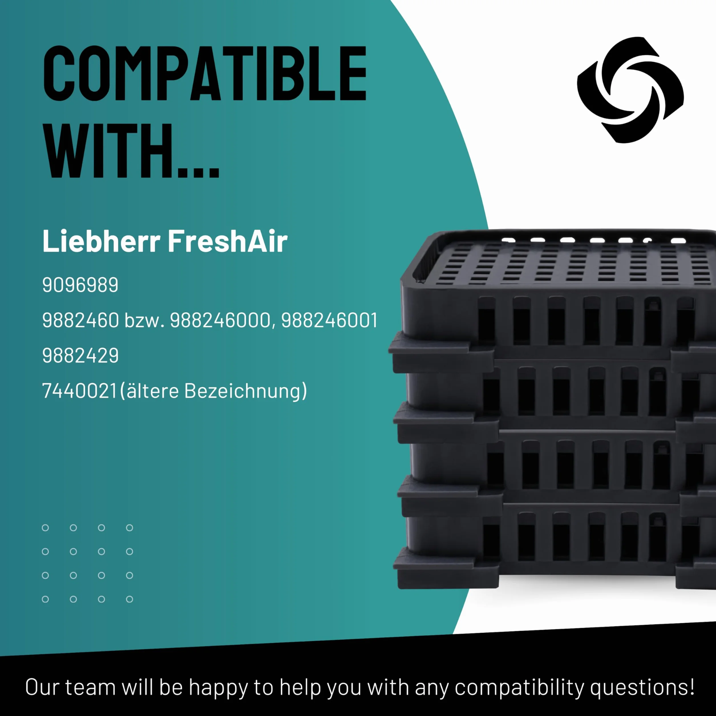 FilterBase® Fresh Air filtr do lodówki Liebherr, 4 sztuki, filtr z węglem aktywnym, kompatybilny z 9096989 9882460 988246000 i 7440021-00