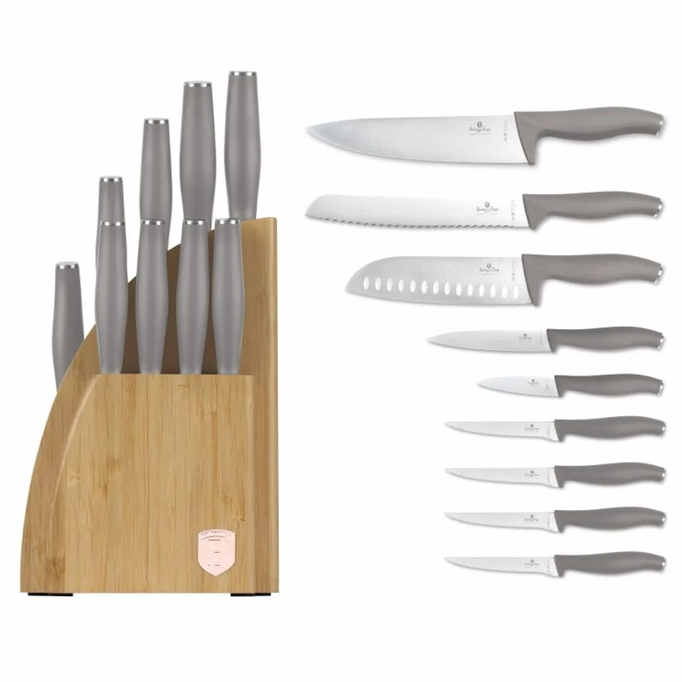 Berlinger Haus Zestaw noży ze stojakiem BAMBOO 10 sztuk Taupe Collection BH-3122