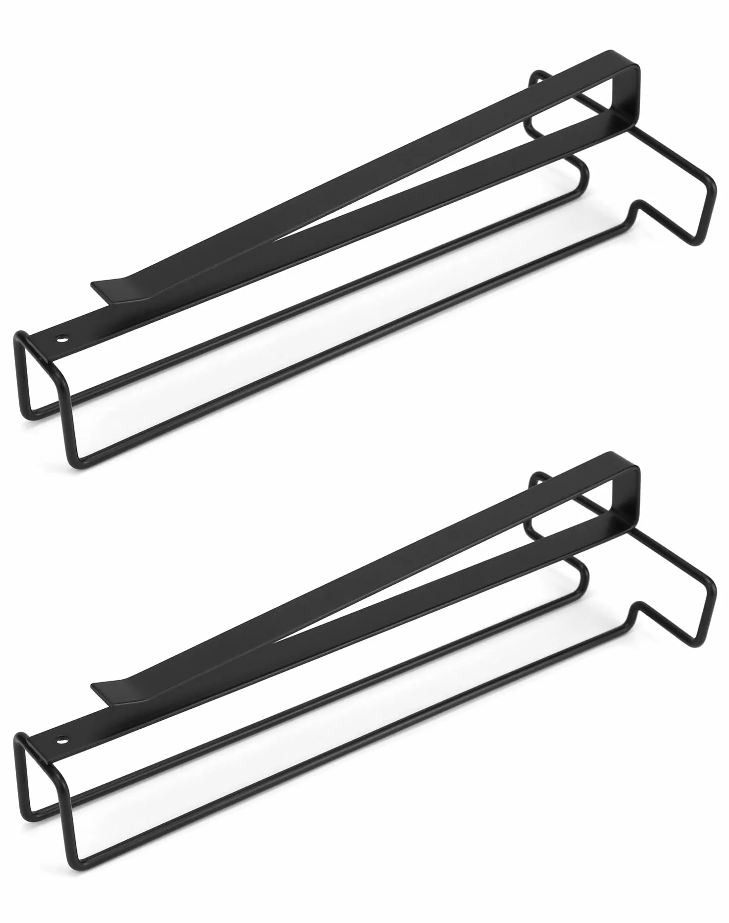 QWORK® 2 szt. Uchwyt na kieliszek do wina, uchwyt na kieliszek do wina, bez wiercenia, metal, do kuchni barowej, czarny