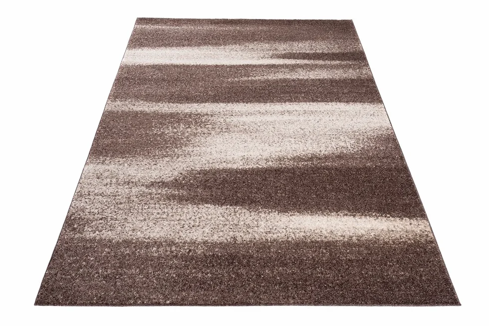 Tapiso Dywan Sari nakrapiany designerski krótkie runo beżowy brązowy jasnobrązowy z abstrakcyjnym rozmazywaniem paski wzór salon Ökotex 160 x 220 cm