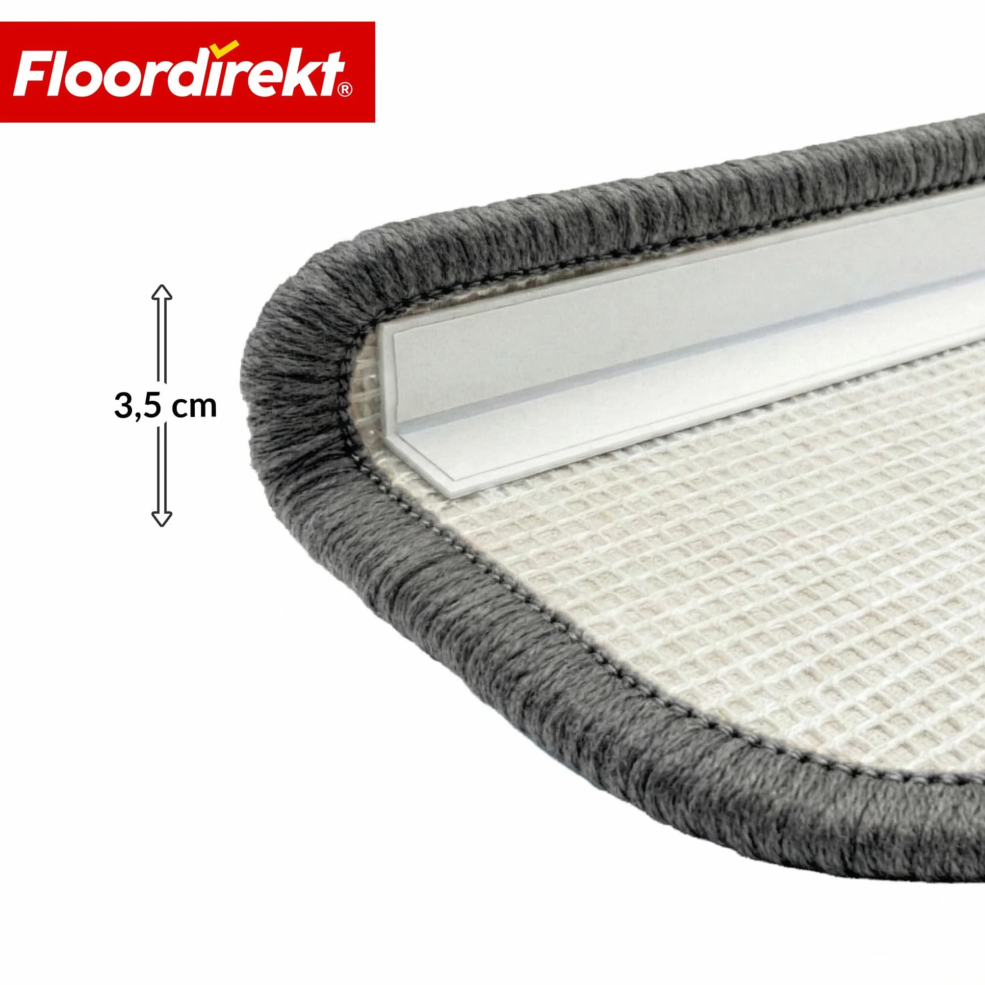 Floordirekt nakładki na schody półokrągłe Madrid – Miękkie dywaniki Shaggy do schodów wewnętrznych, tłumiące dźwięki i zapobiegające poślizgowi | Madrid | Szary | 23,5x65cm