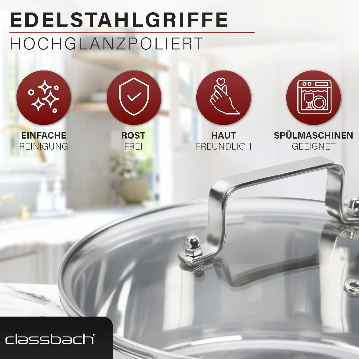 C-KTS 4017 8-częściowy zestaw garnków ze stali nierdzewnej do wszystkich rodzajów kuchenek (indukcyjnych, gazowych, ceramicznych, elektrycznych), nadaje się do mycia w zmywarce