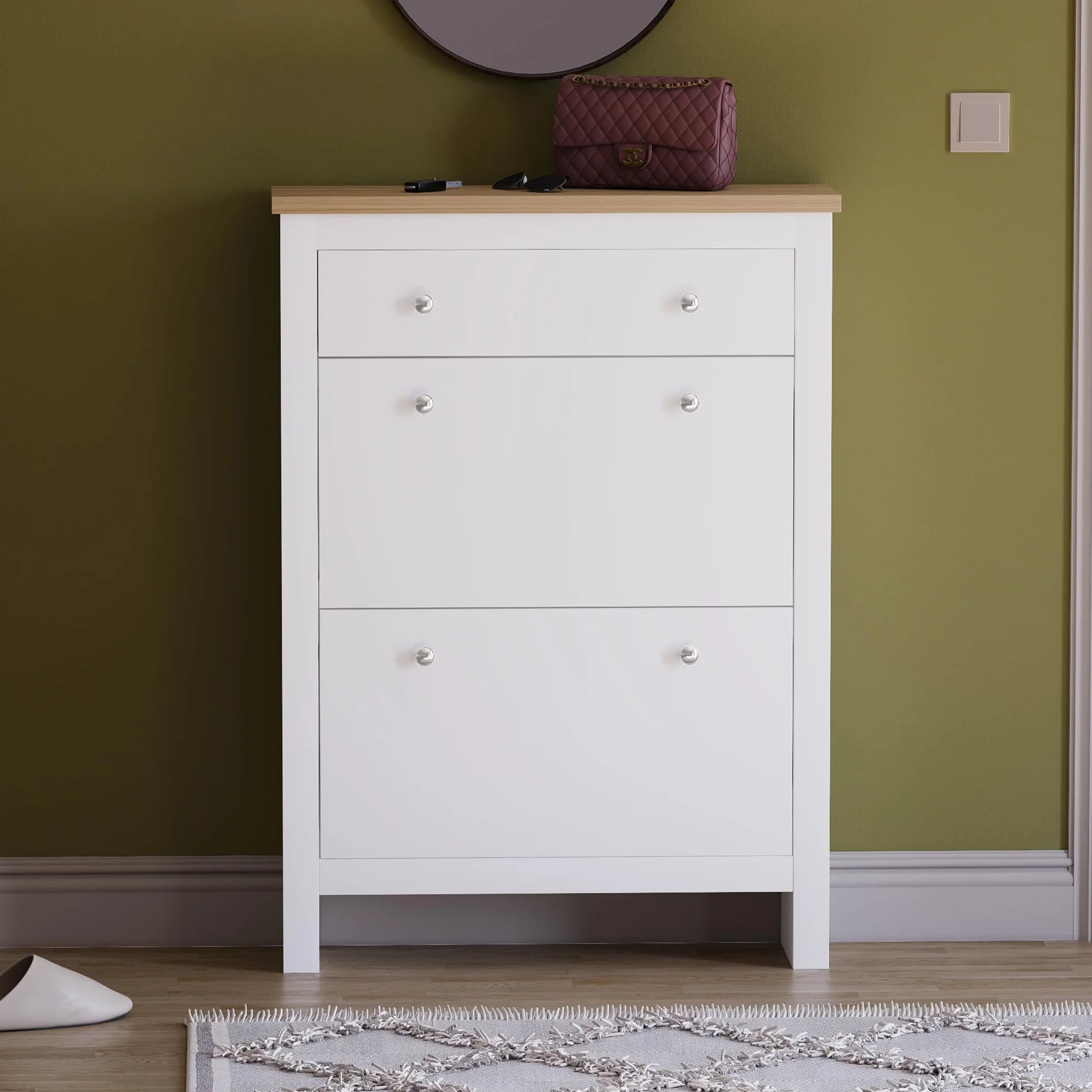 Vida Designs Arlington szafka na buty 2-drzwiowa 1 szuflada MDF biały