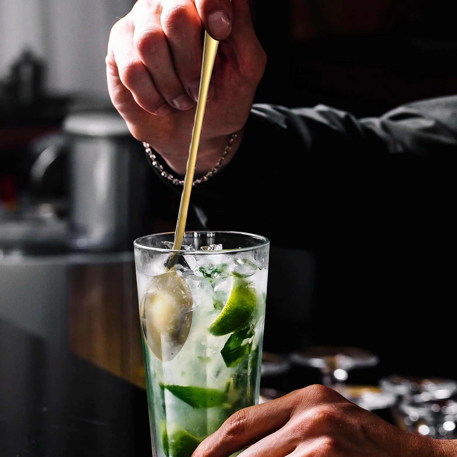 4 sztuki Latte Macchiato długie łyżeczki do long drinków, lodów, koktajli barowych – łyżki do mieszania do kawy mrożonej, herbaty mrożonej, koktajli mlecznych