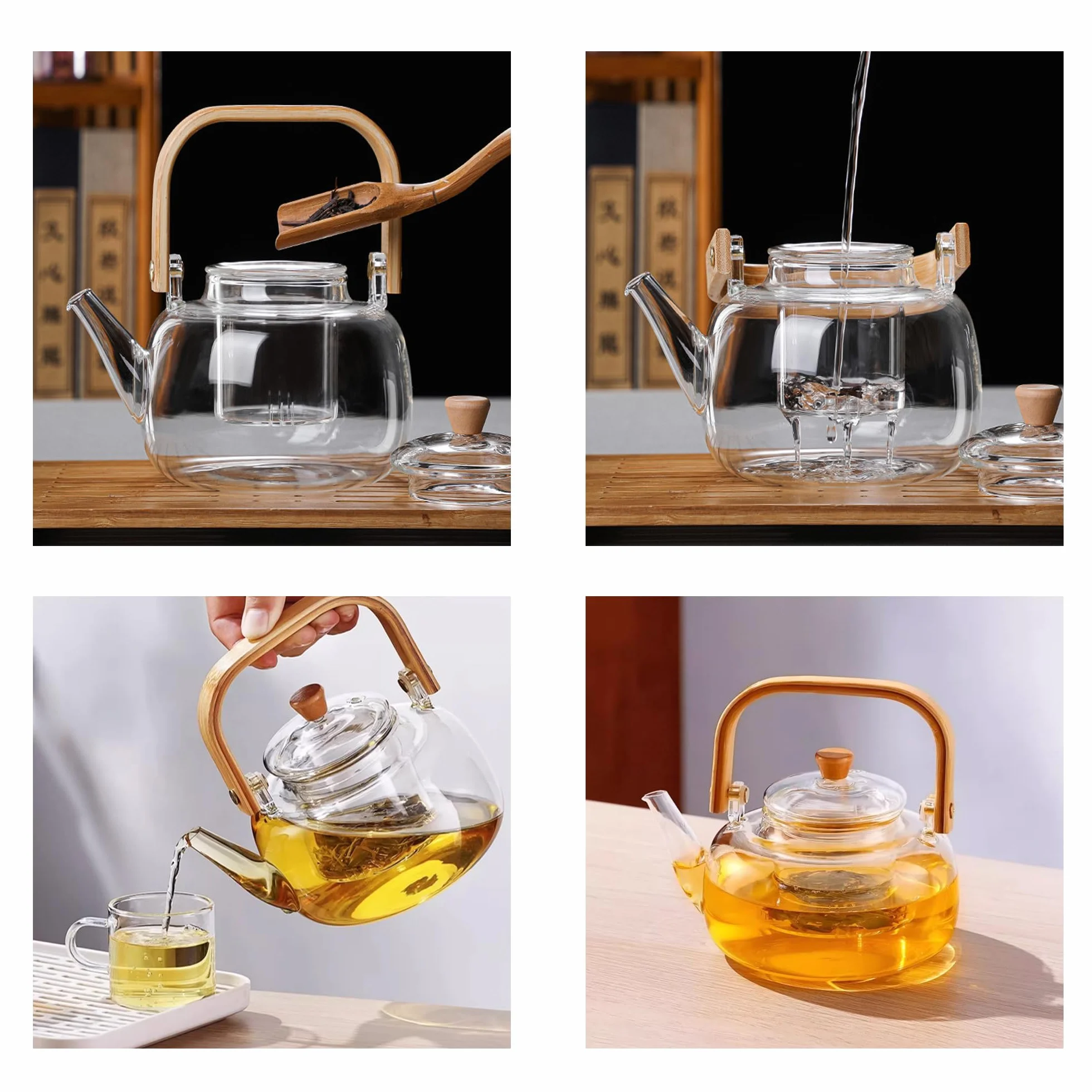 YUEMING Szklany czajniczek z zaparzaczem 1000 ml dzbanek do herbaty z sitkiem