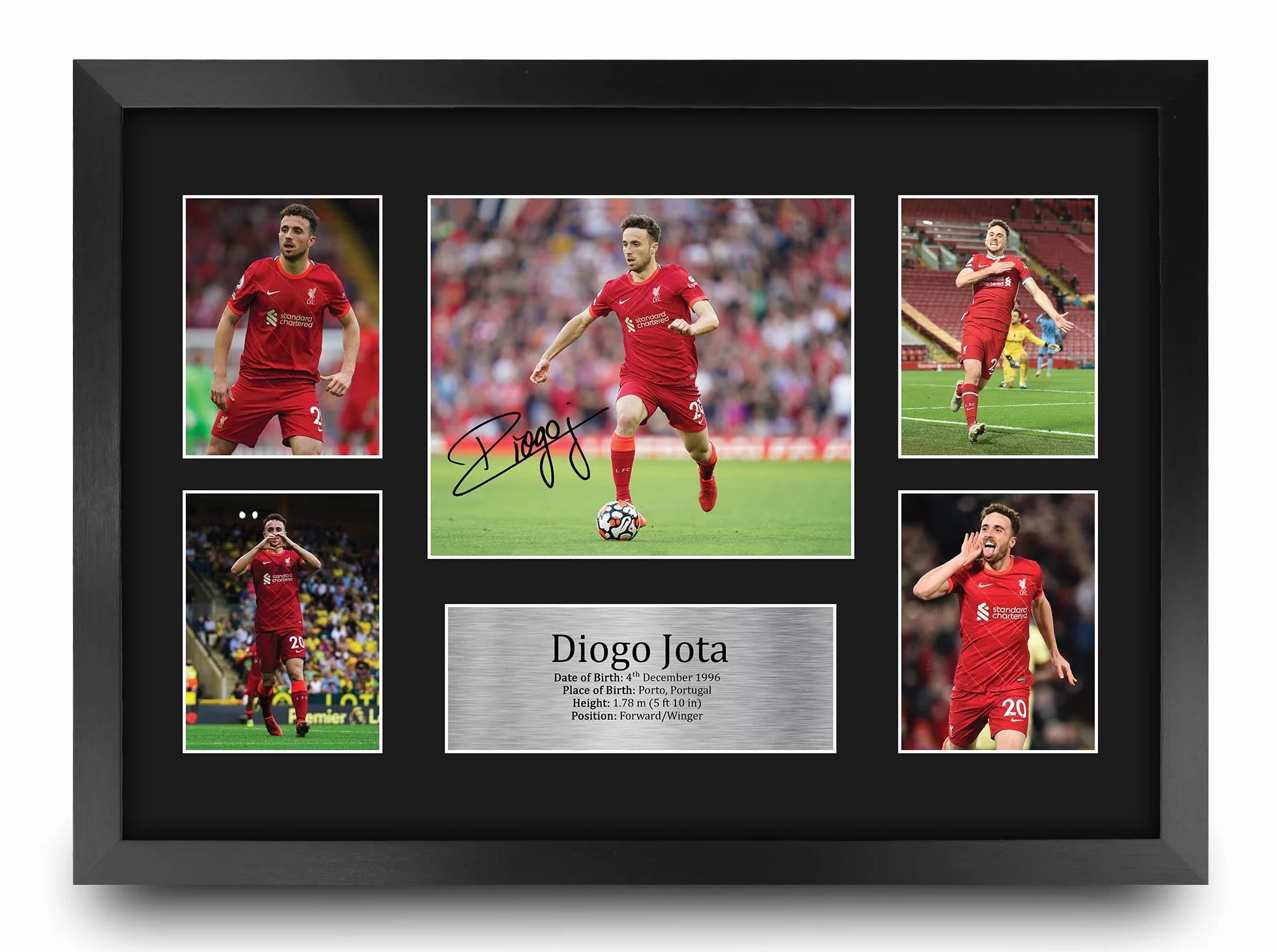 HWC Trading Diogo Jota Liverpool Prezenty Drukowane Podpisane Zdjęcie Z Autografem Dla Fanów Piłki Nożnej I Kibiców - A3 Oprawione