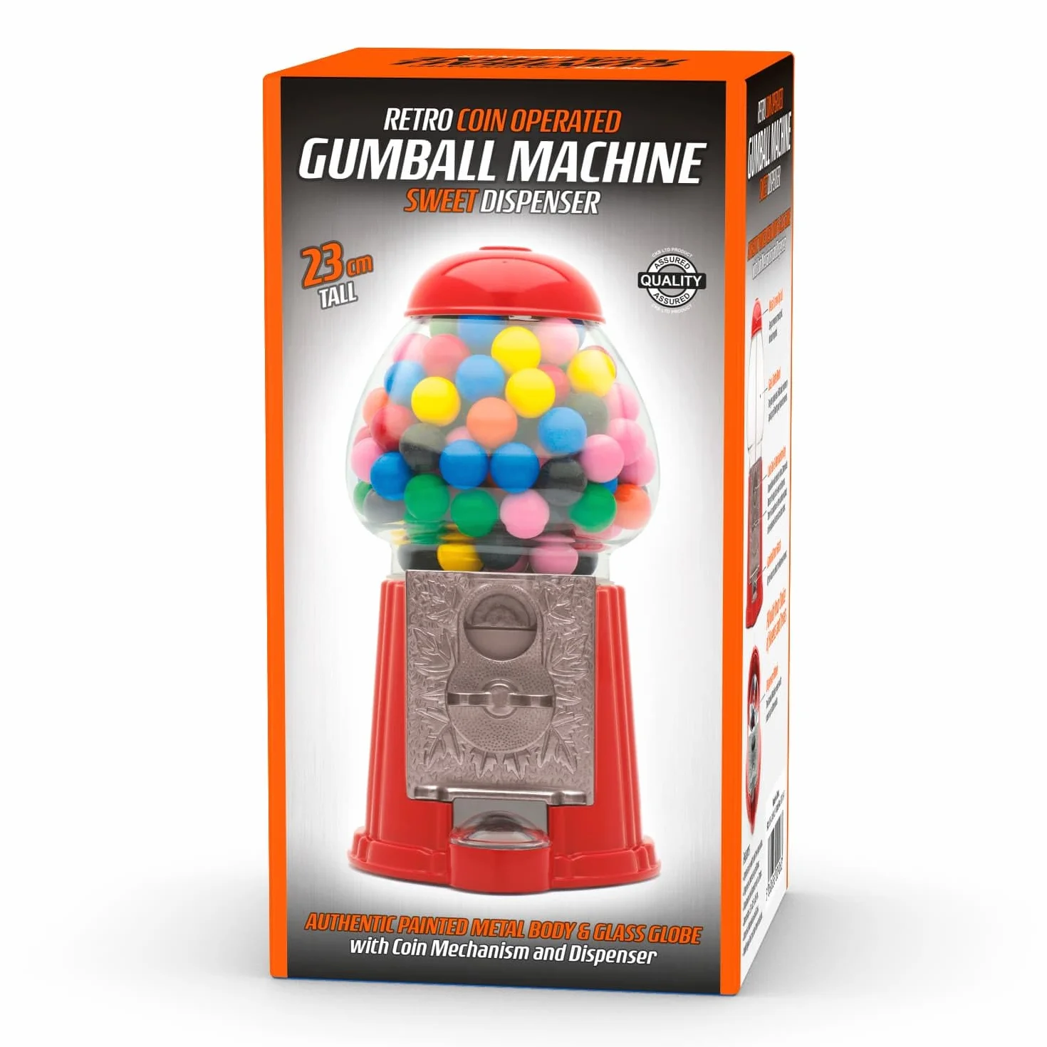 CKB LTD Gumball maszyna retro dozownik słodyczy do przechowywania skarbonki skarbonka na monety oszczędność wys. 23 cm (rozmiar S 23 x 12,5 x 11,5 cm) (niebieski)