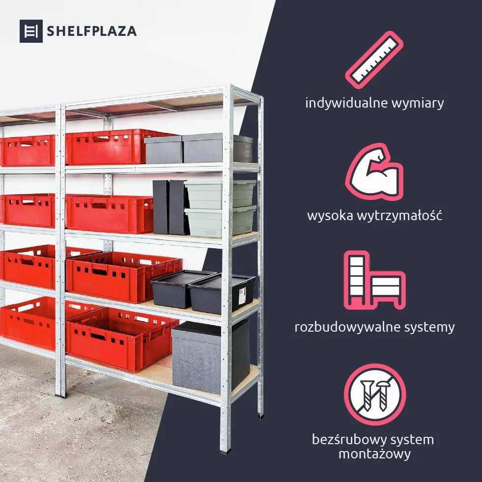 shelfplaza Home 230x30x30cm regał metalowy biały: 6x145kg | Regały aluminiowe Regał do schowka Szafa garażowa Metalowy regał magazynowy Regał do przechowywania