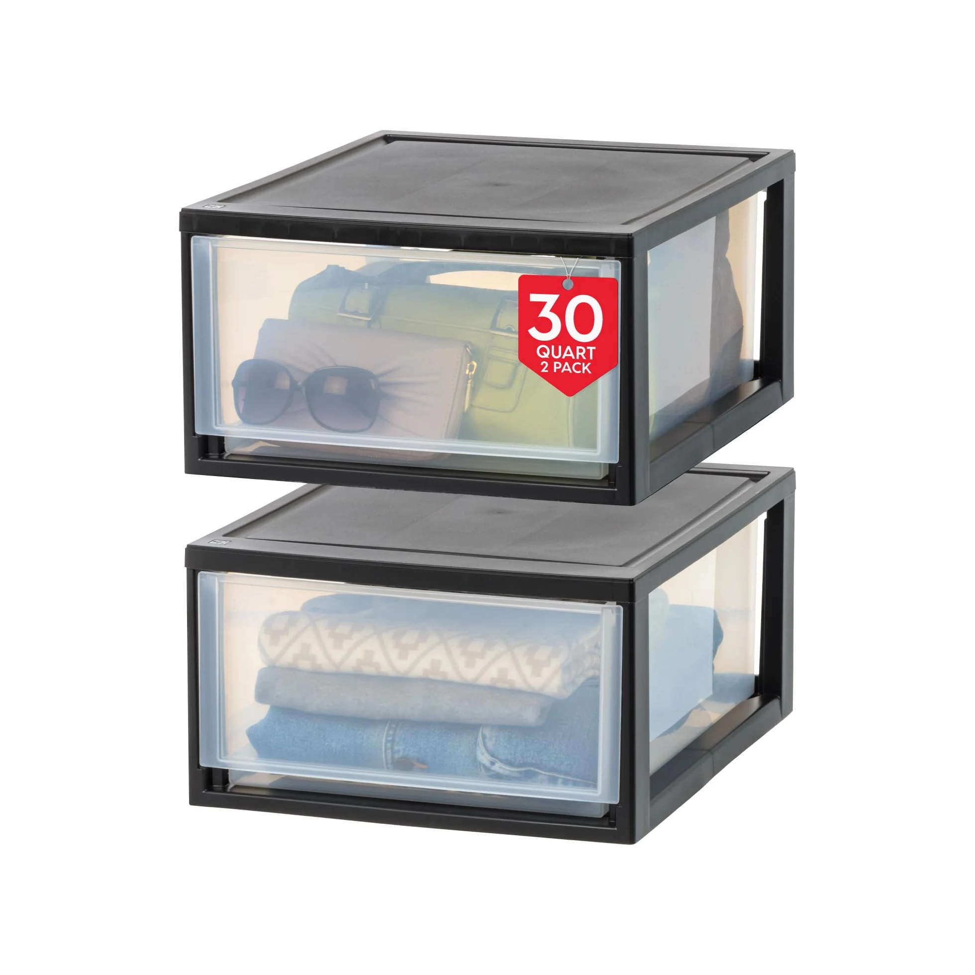IRIS USA 30 szt. plastikowych organizerów do szuflad 2-pak z przesuwaną szufladą