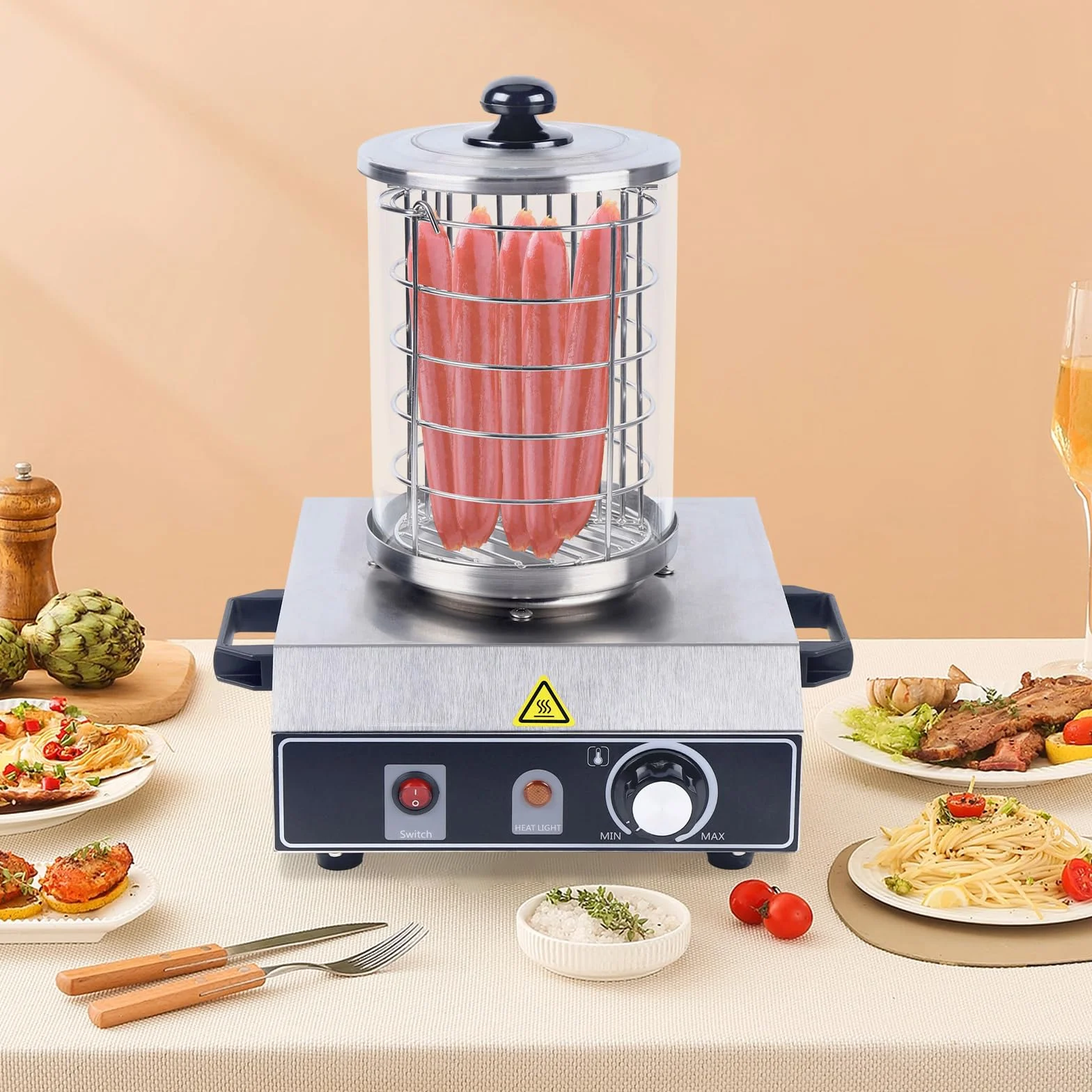 Kuchenka do kiełbasy ze stali nierdzewnej – 350 W producent hot-dogów, urządzenie do gastronomii i domu