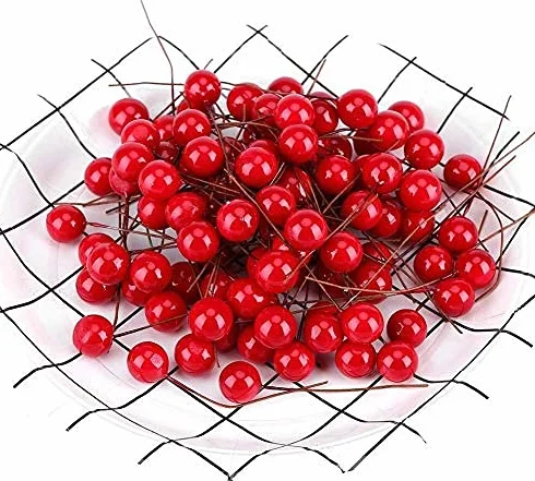 Yosoo 100 sztuk sztuczna czerwona wiśnia bożonarodzeniowa dekoracja wiszące ozdoby Holly Berry Festiwal świąteczny sztuczny owoc dekoracja DIY