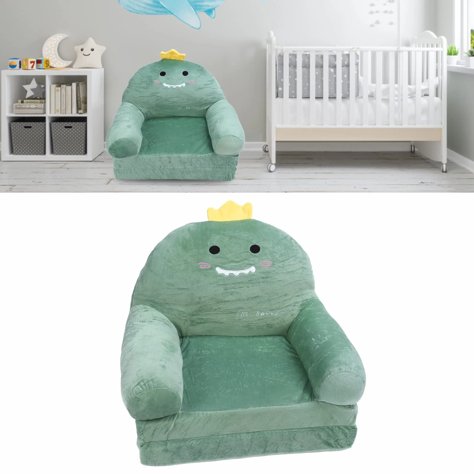 Sofa dla Malucha, Rozkładana Kanapa dla Dzieci, Rozkładany Leżak 2 w 1, Kanapa do Spania z Kreskówek dla Dzieci, Rozkładana Sofa, Miękkie Pluszowe Meble Dziecięce do Pokoju Zabaw