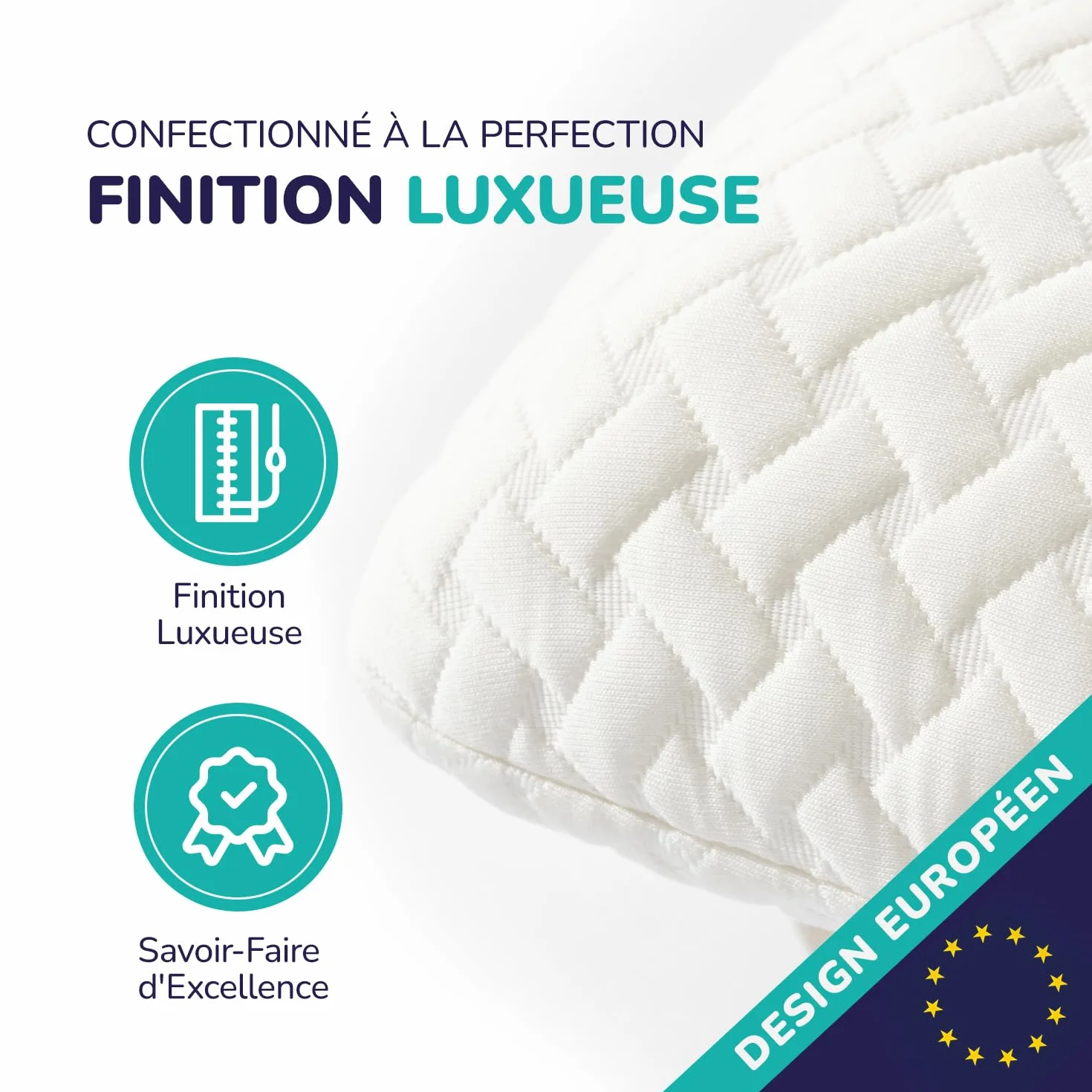 ZenPur Oreillers Ergonomique Cervical, Lot de 2 Coussins Mémoire Forme, Douleurs pour la Nuque, Anti Acarien & Ronflement, Housse Bambou, Fabriqué EU – Souple, Idéal pour Dormeurs Ventre