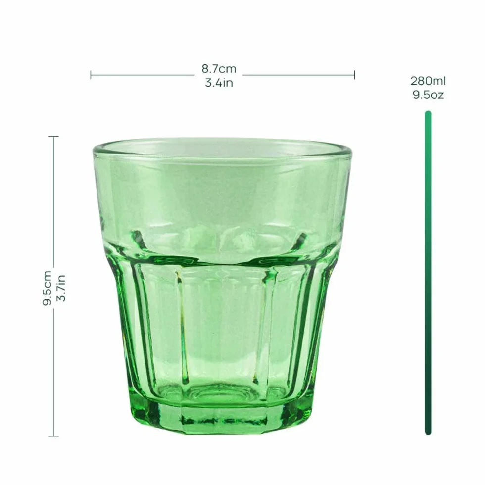 TREND FOR HOME Kolorowe Szklanki do Wody Soków Drinków Deserów 280 ml Zestaw 6 Szklanek do Napojów Komplet Tęczowych Szklanek, Gigi Rainbow Blast