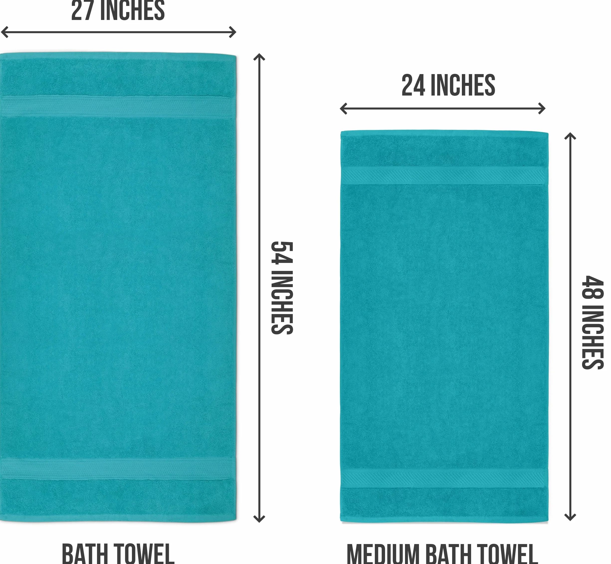 Utopia Towels - 6-częściowy zestaw średnich ręczników kąpielowych, 100% bawełna (60 x 120 CM), lekkie i bardzo chłonne ręczniki, odpowiednie do hoteli, spa i łazienek (Turkusowy)