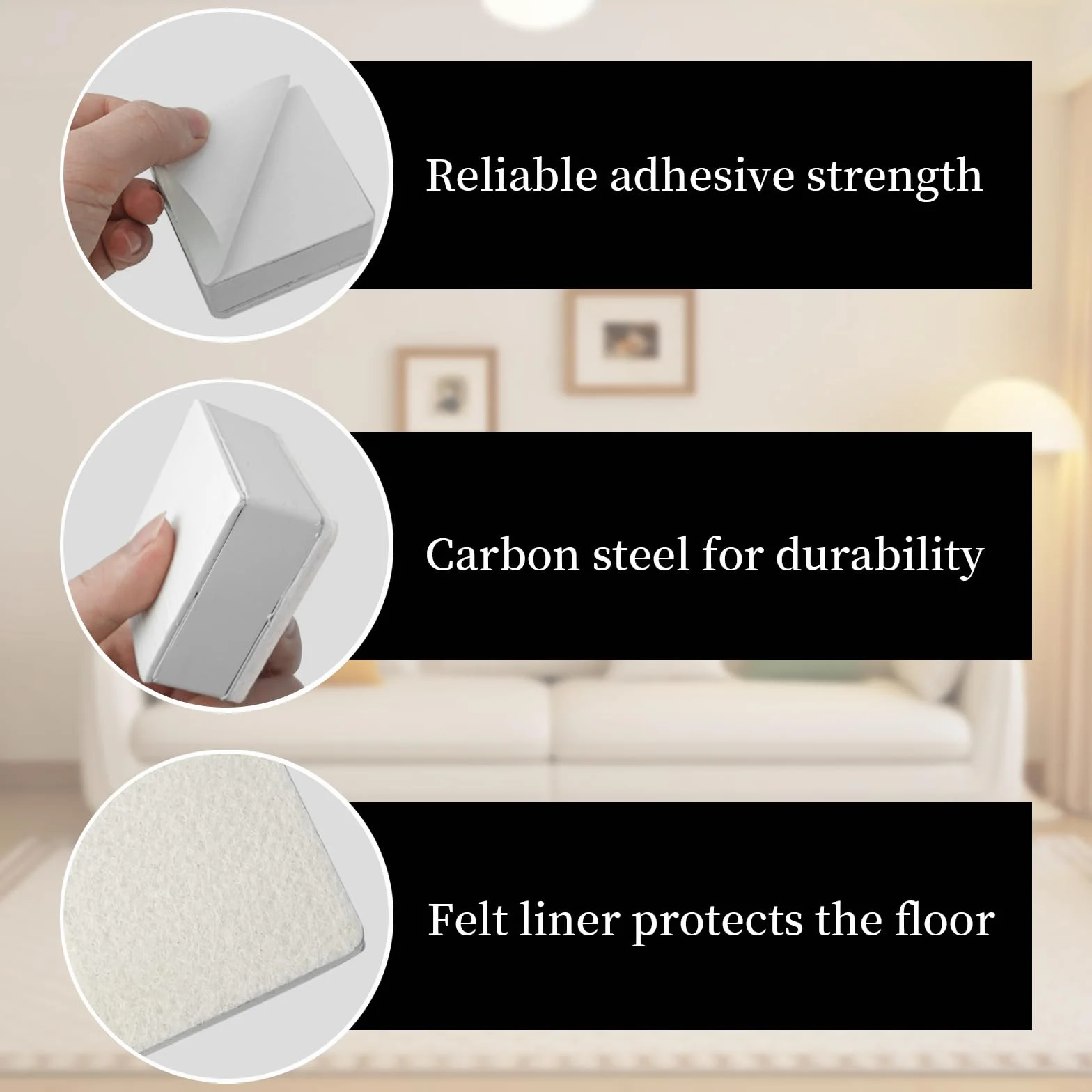 Podnośniki stołowe ze stali węglowej o wysokości 3 cm, samoprzylepne podstawy meblowe, kwadratowe, na sofę, kanapę, stół, szafkę, łóżko, podwyższenie biurka